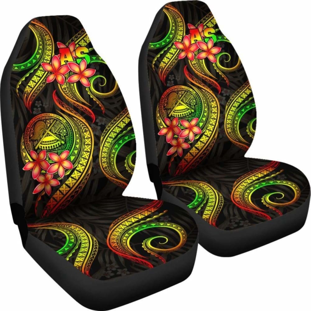 American Samoa Polynesian Car Seat Covers - Tropical Reggae Plumeria Floral Design (105905) | Premium Car Accessories for Beach Lovers & Island Style Vehicles