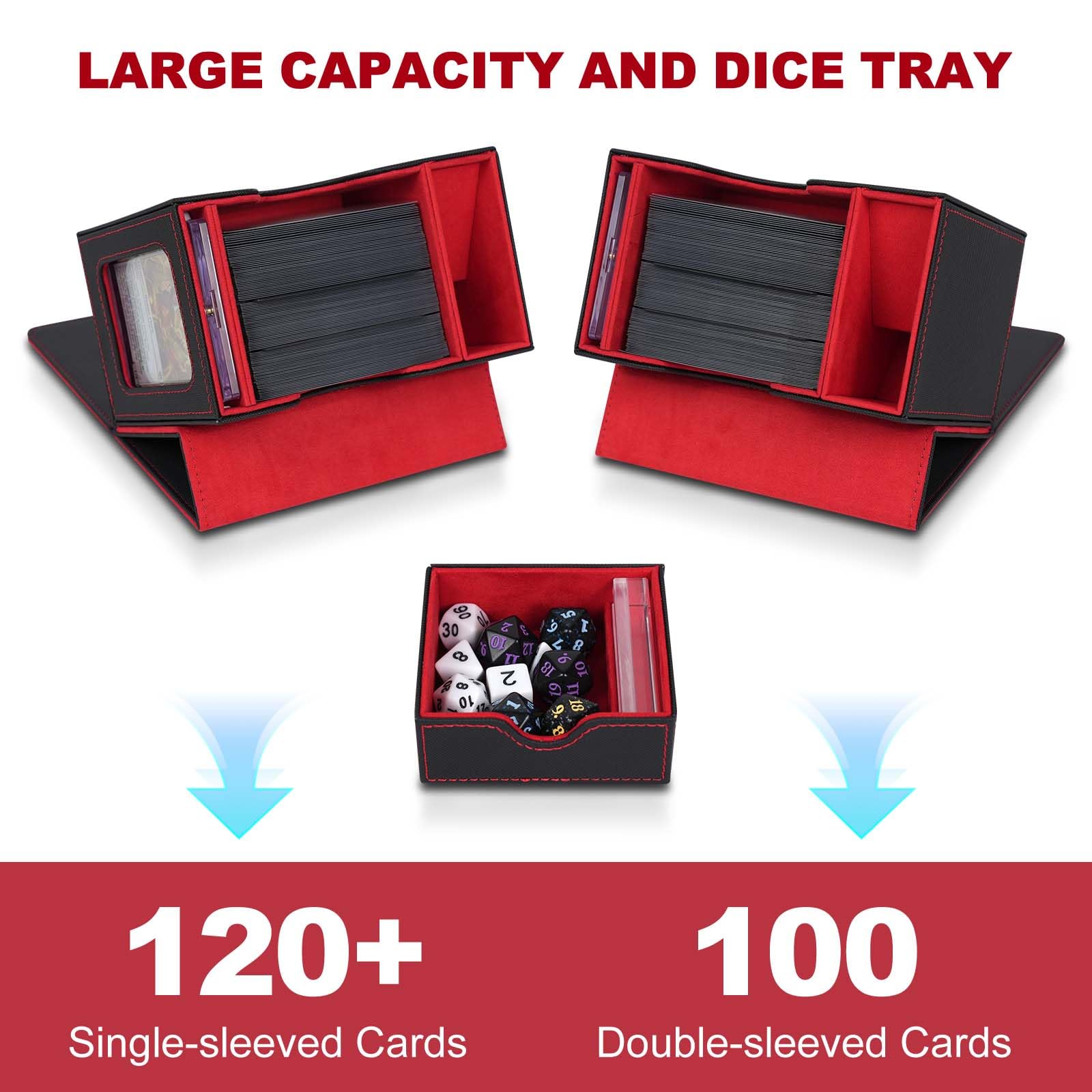 AFIING Trading Card Storage Box - Holds 120+ MTG Cards with Removable Tray | Durable Deck Box for Magic: The Gathering, Pokémon & Yu-Gi-Oh | Perfect for Game Nights, Collectors & Tournament Organization
