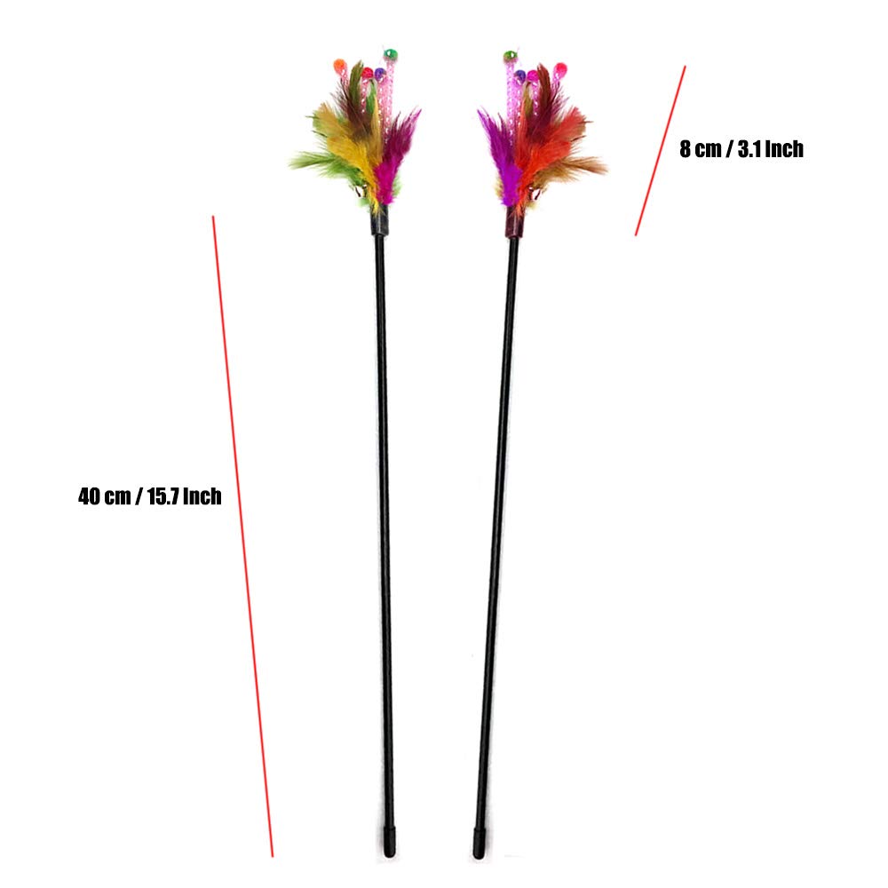 4 PCS Interactive Cat Wand Toys with Feathers & Bells - 20