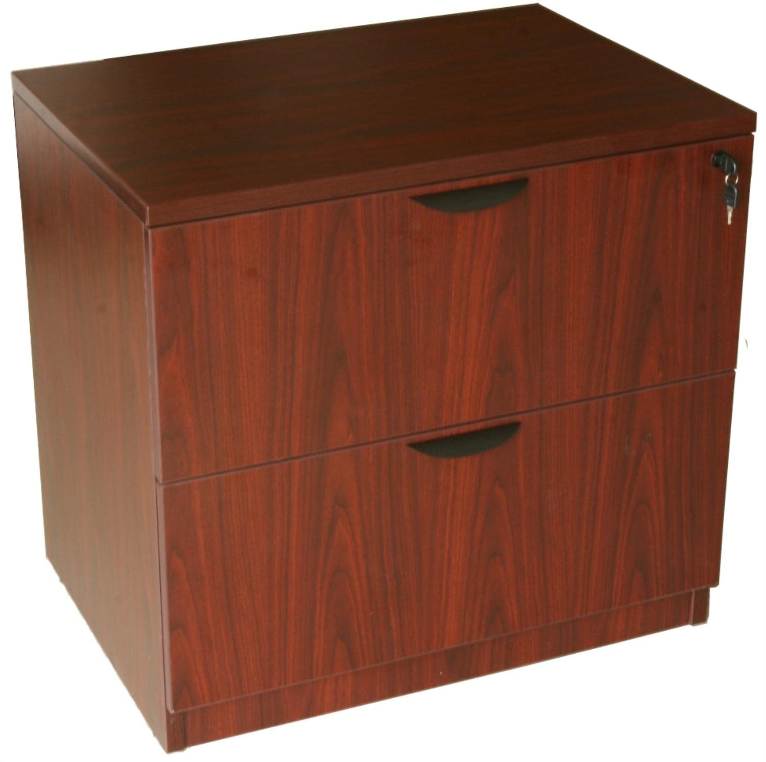 Premium Mahogany 2-Drawer Lateral File Cabinet - Office Storage Solution for Documents & Files | Boss Office Products | Ideal for Home Office, Corporate Workspace & Business Organization