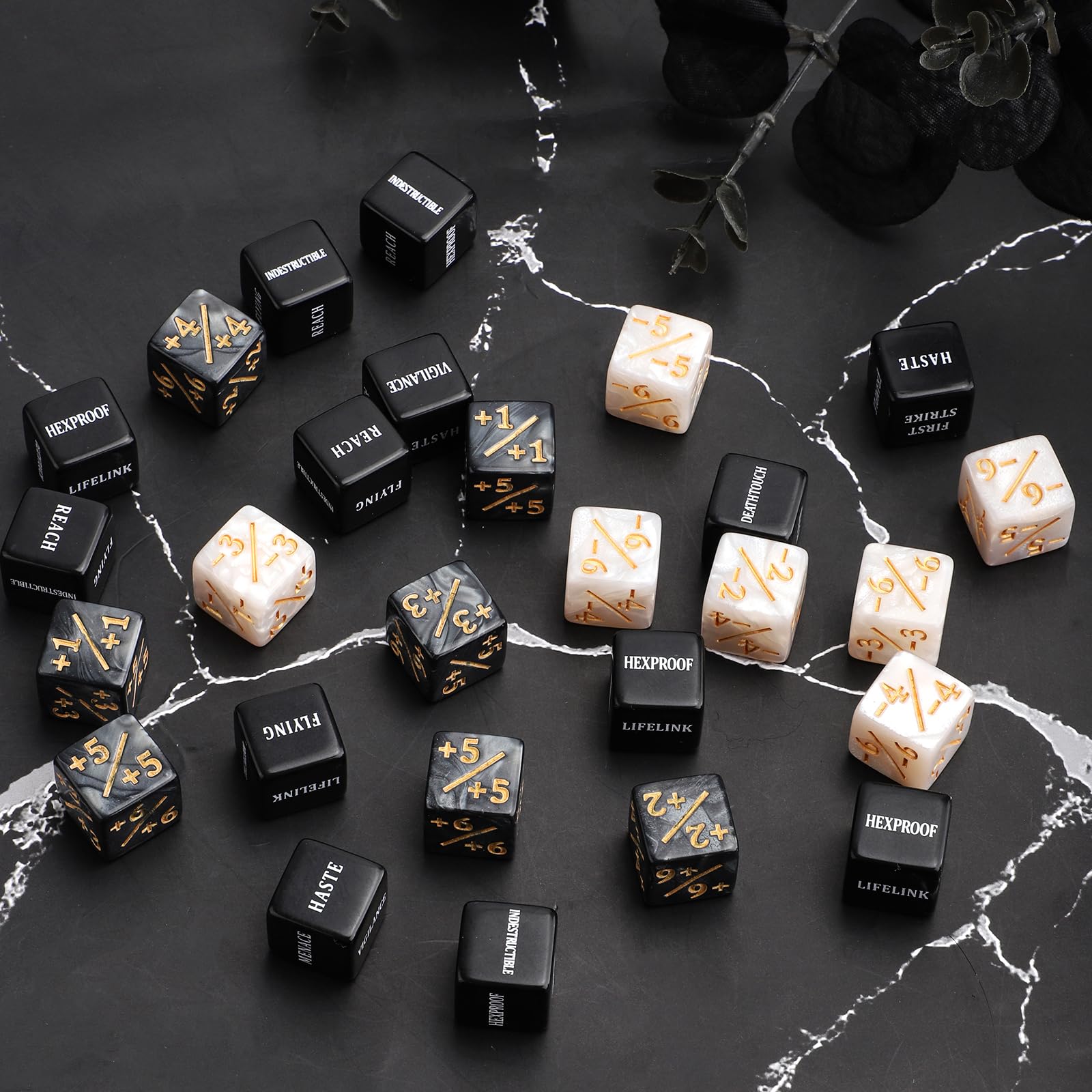 48pcs Acrylic Creature Stats Buff Tokens Dice Set for MTG TCG - Magic Counters with Velvet Bag - Perfect for The Gathering, Party Table Games & Bars - Durable Gaming Accessories for Card Game Enthusiasts
