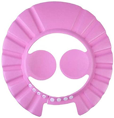 Sage Square Adjustable Baby Shower Cap with Soft Ear Protector - Safe Bathing Hat for Infants & Toddlers (Pink, Pack of 1) | Perfect for Gentle Hair Washing, Bath Time & Sensitive Ears