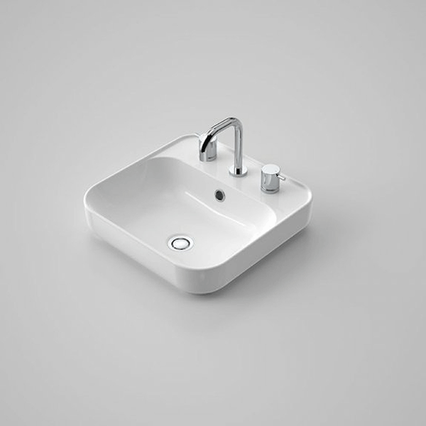 Caroma Tribute 16.5-Inch White Porcelain Inset Bathroom Sink Basin - Modern Drop-in Vanity Sink for Bathroom Remodel & Powder Room Upgrade
