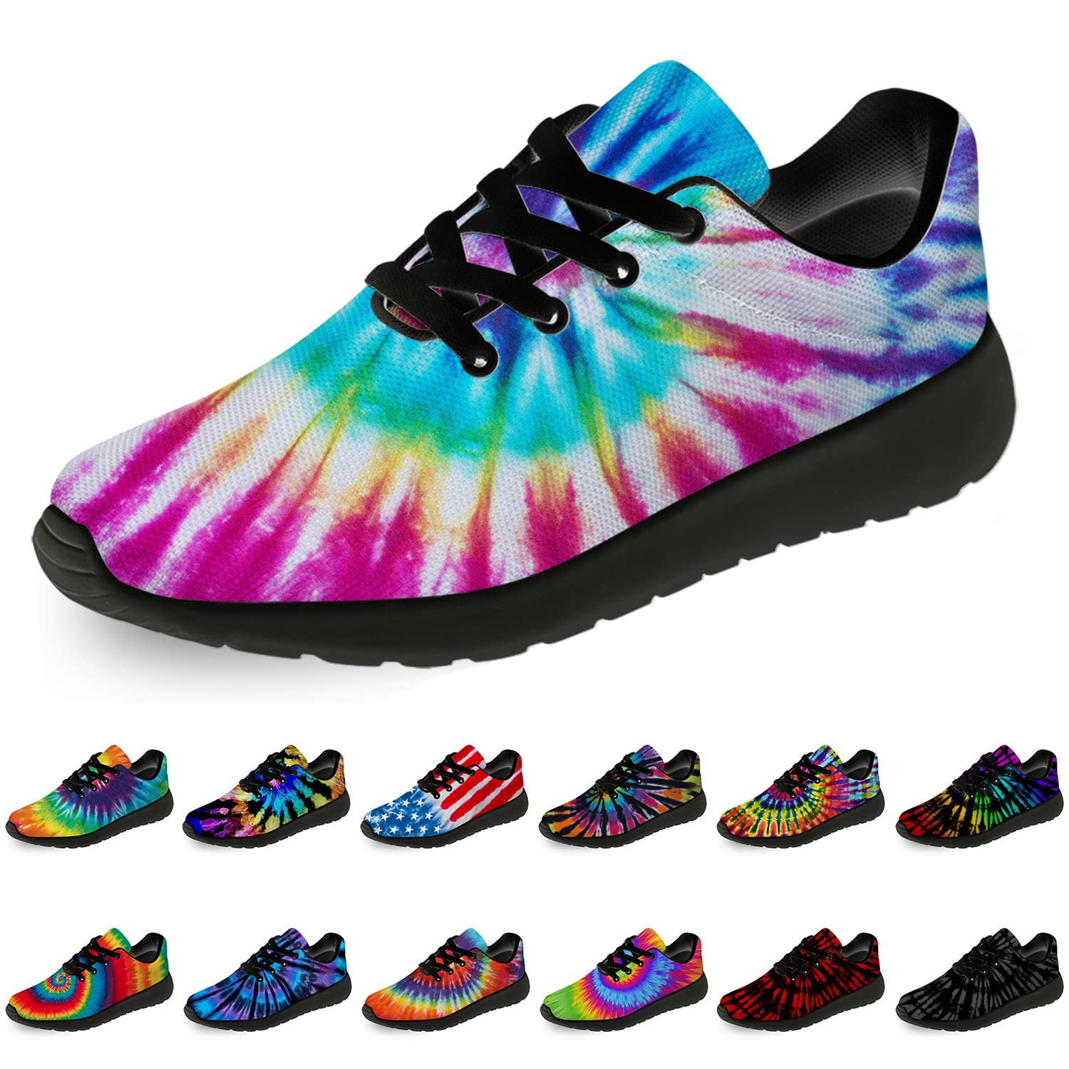 Tie Dye Running Shoes for Women & Men - Comfortable Walking Tennis Sneakers for Jogging & Sports | Perfect Gift for Athletes & Fitness Lovers | Ideal for Gym, Outdoor Workouts & Casual Wear