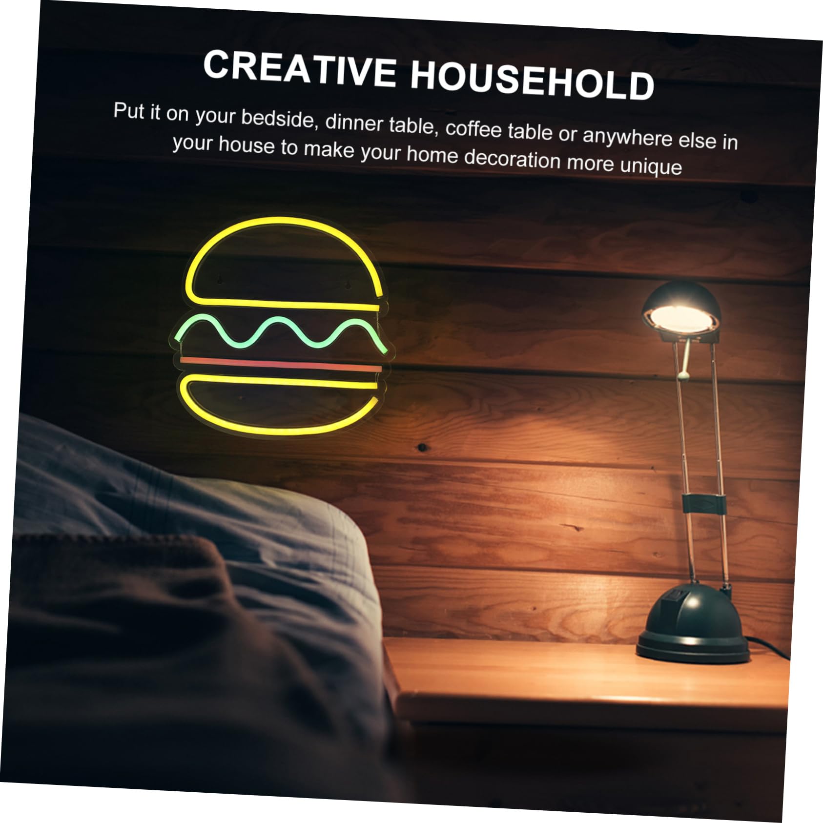 Angoily Neon Night Light - Set of 3 Burger-Shaped LED Lights for Home Decor, Bars & Parties | Creative Room Decor for Girls, Fun Night Celebration Lighting | Perfect for Bedrooms, Game Rooms & Themed Events