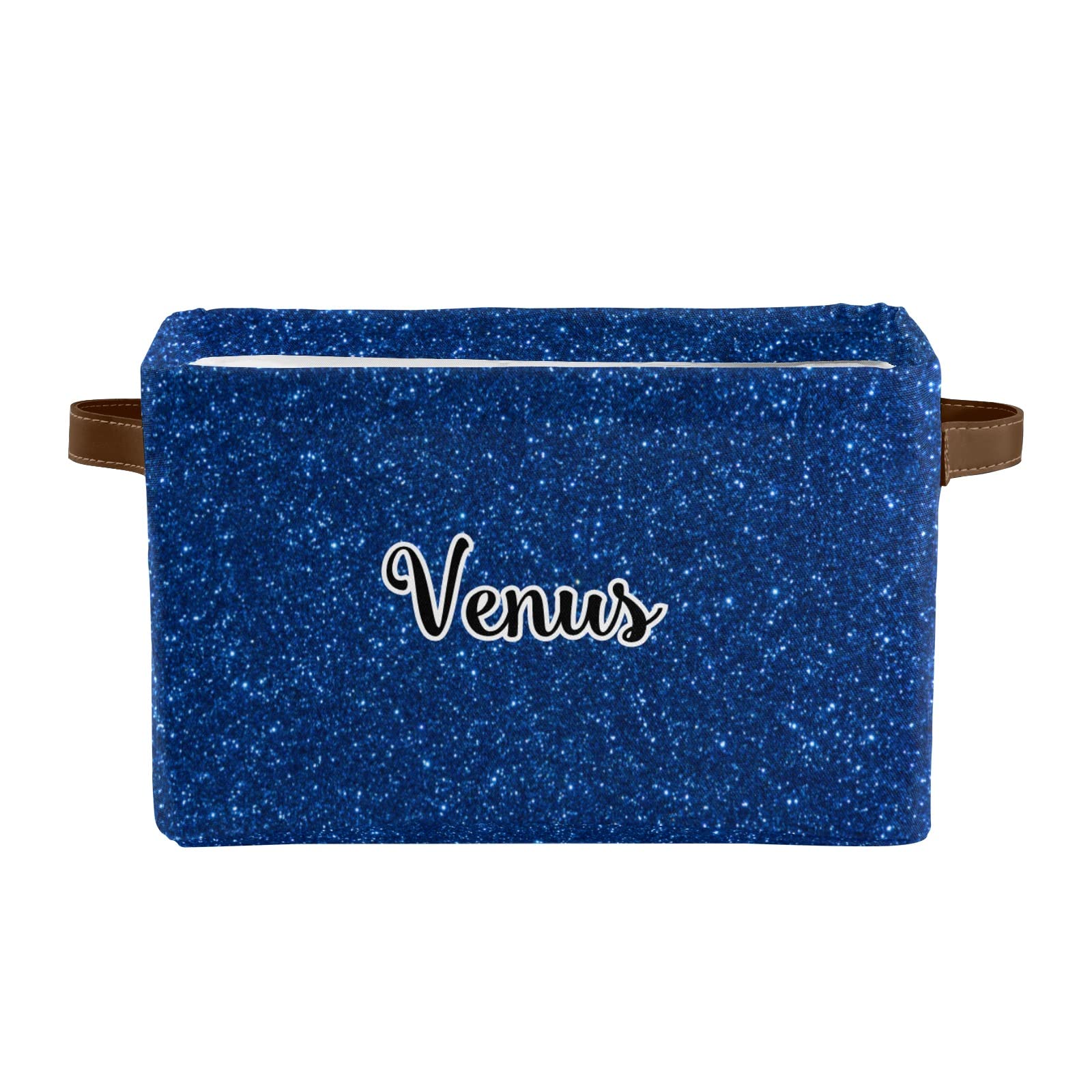 Personalized Blue Glitter Large Storage Boxes - 4 Pack for Toys, Bathroom, Nursery, Home & Kitchen Organization | Custom Closet Decor & Decorative Storage Bins | Perfect for Kids' Room, Closet Shelves & Home Decor