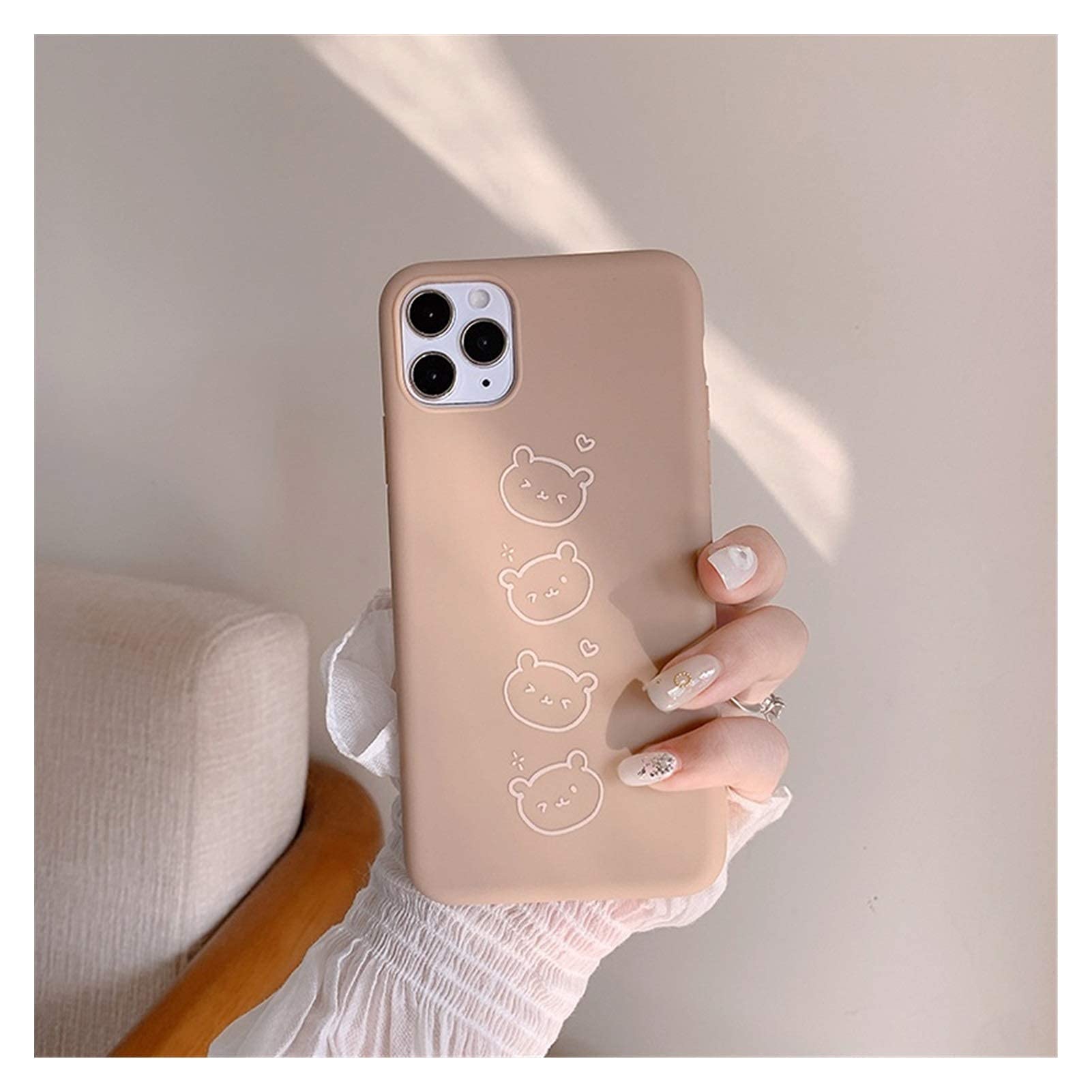 Cute Cartoon Bear Korean Couple Phone Case for iPhone 12/11/Pro/XS Max/XR/X/12 Mini/7/8/7 Plus - Soft Protective Cover (Color:01, Size:iPhone X) - Perfect Gift for Couples & Daily Use