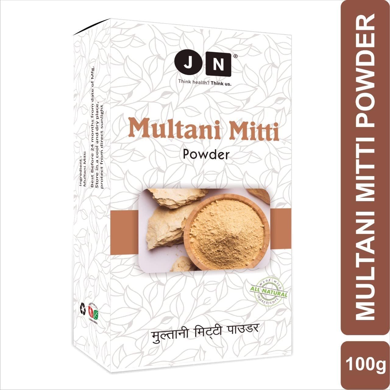 Pure Natural Organic Multani Mitti Fuller's Earth Powder for Face & Skin - Lightens, Brightens, Fights Spots & Boosts Glow | Best for Acne Treatment, Skin Detox & Radiant Complexion | Perfect for Daily Skincare & Spa Treatments