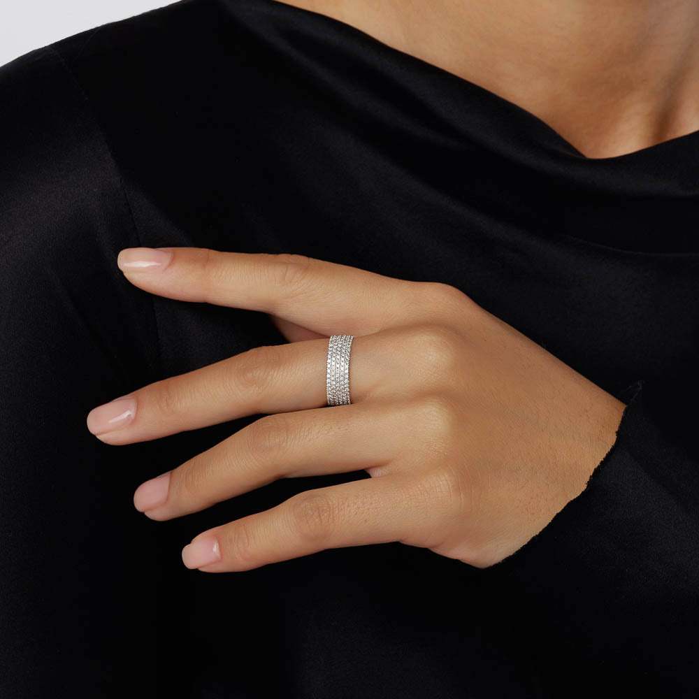 10K Gold Diamond Pave Boyfriend Ring - Elegant Stackable Band for Women, Perfect for Anniversary, Engagement, and Everyday Wear