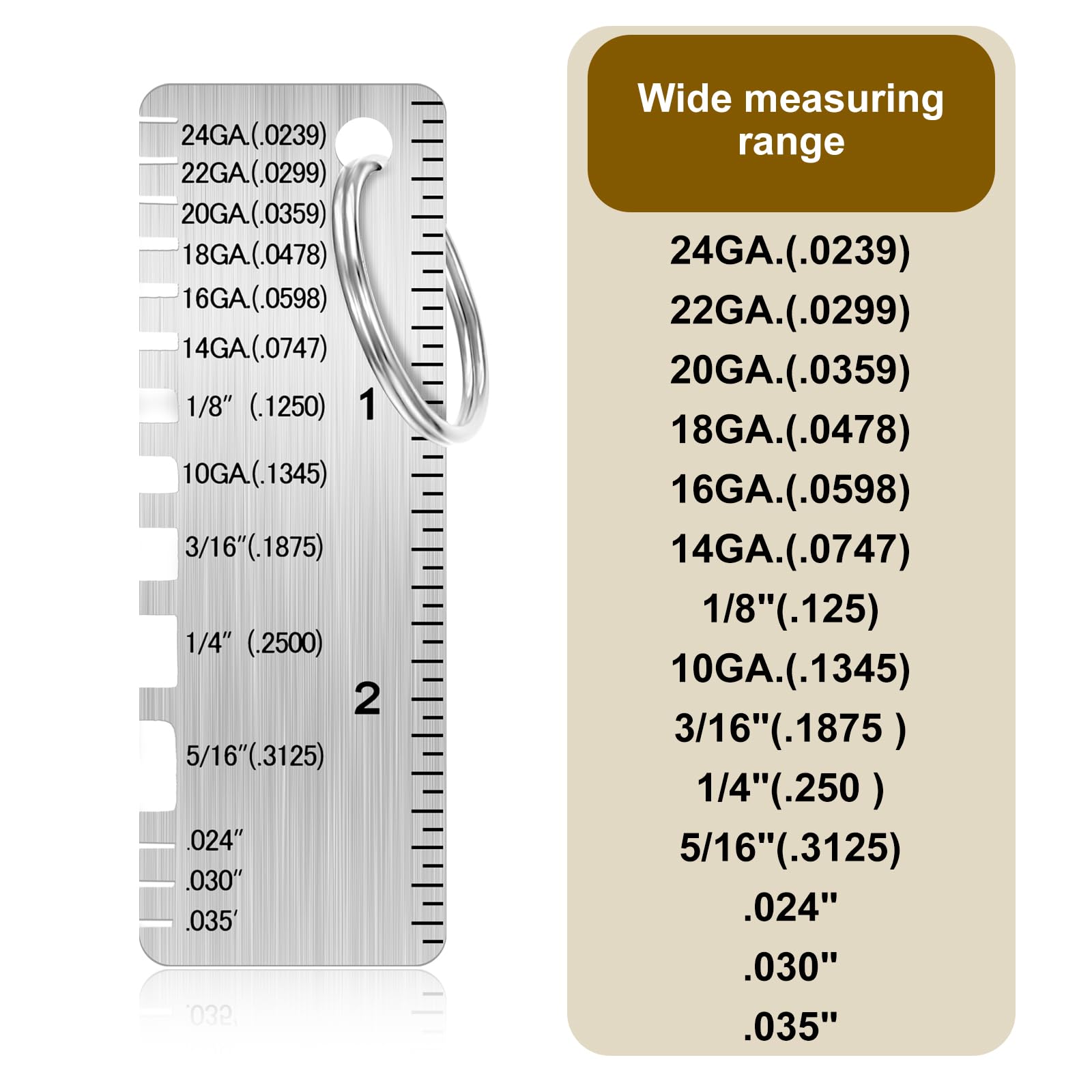 3Pcs Stainless Steel Welding Thickness Gauge - Metal Sheet & Wire Size Measurement Tool for Welding, Metalworking & DIY Projects | Accurate Plated Thickness Inspection Gauge for Professionals & Hobbyists