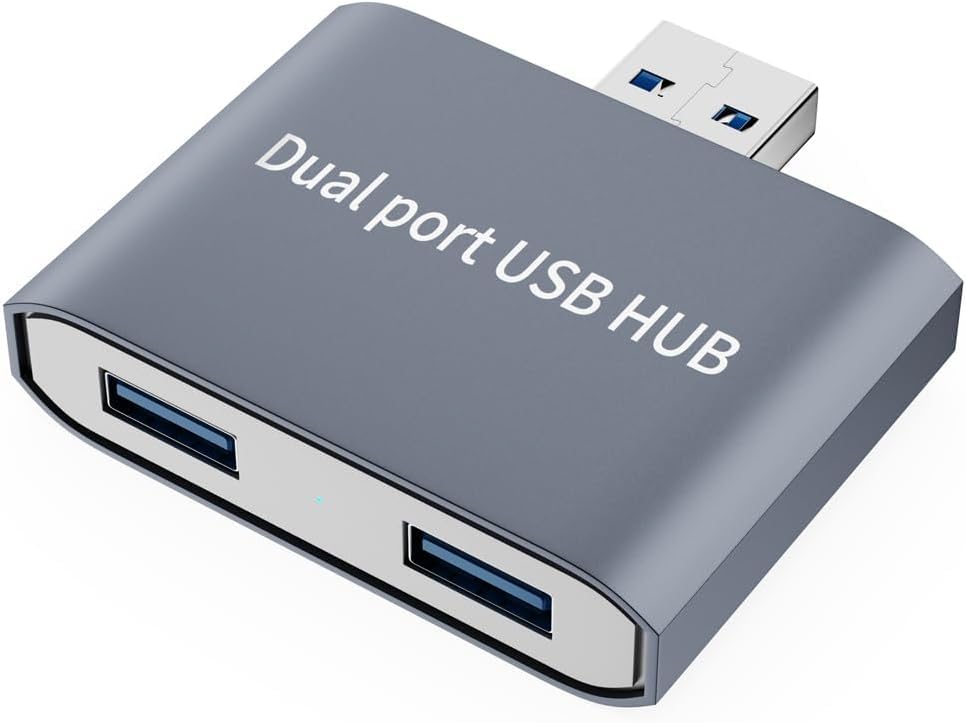 USB 3.0 Hub 1 in 2 Out Splitter Adapter for Laptop, PC, MacBook, Xbox, PS3, Wii - High Speed Data Transfer & Charging - Perfect for Gaming, Office Work & Home Entertainment (Grey)