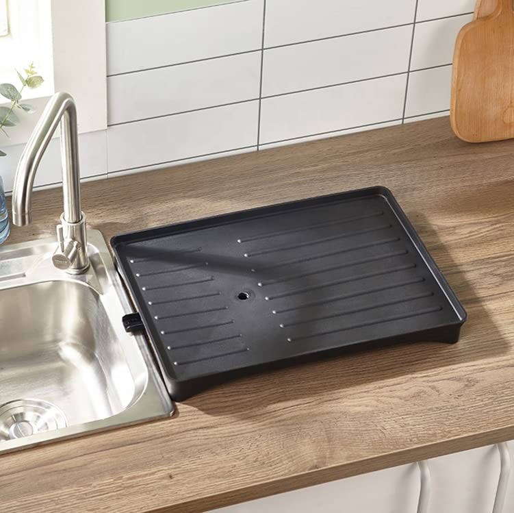ARHAT Stainless Steel Dish Drying Rack for Kitchen Utensils | Compact Metal Dish Stand for Pantry & Countertop | Black Bartan Organizer (Not Assembled) | Perfect for Small Kitchens & Efficient Dish Storage