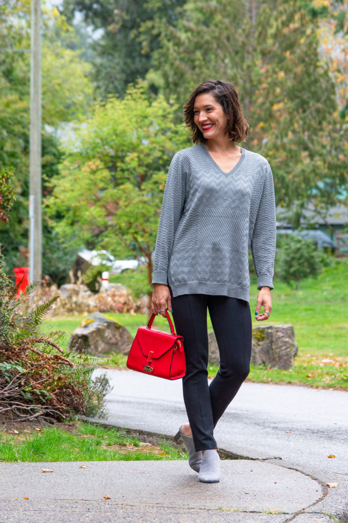 Greta Sweater Women's Cotton Knit Pullover - Soft Grey Casual Sweater for Fall & Winter - Perfect for Office, Dating and Weekend Outfits