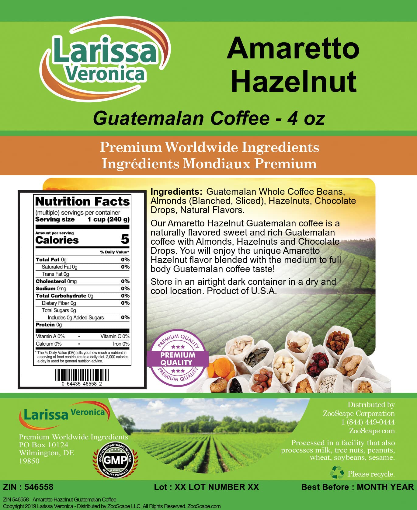 Premium Amaretto Hazelnut Flavored Guatemalan Whole Bean Coffee - 4 oz Bag | Gourmet Naturally Flavored Coffee Beans for Home Brewing & Gifts | Perfect for Espresso, French Press & Cold Brew