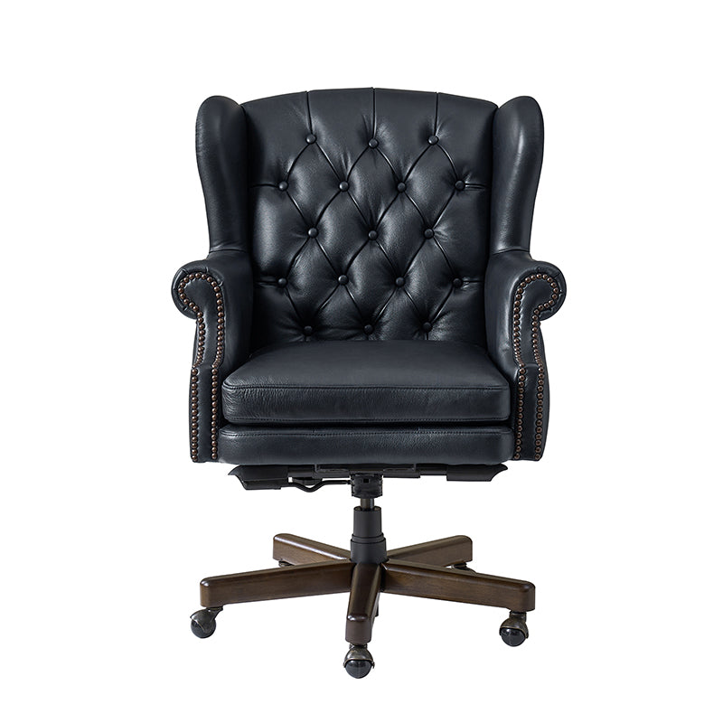 Premium Ashtin Genuine Leather Office Chair - Ergonomic Executive Desk Chair with Adjustable Height & Lumbar Support - Perfect for Home Office, Conference Rooms & Workspaces