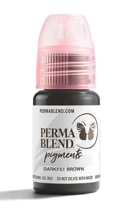 Perma Blend Professional Permanent Makeup Pigment - Darkest Brown 15ml Bottle | Tattoo Ink for Eyebrows, Eyeliner & Lip Blush | Long-Lasting Cosmetic Tattoo Color
