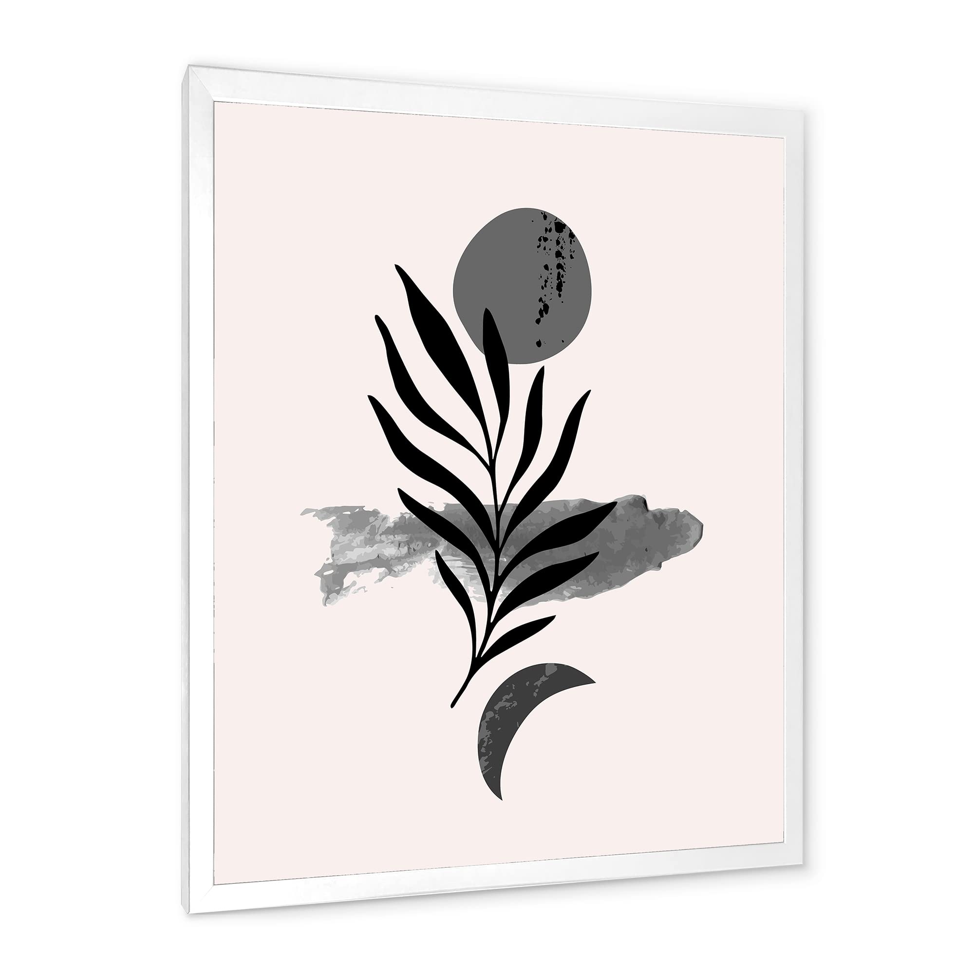 DesignQ Abstract Tropical Leaf II Modern Framed Wall Art - Contemporary Home Decor for Living Room, Bedroom & Office - Perfect for Boho, Coastal & Tropical Interior Design Styles