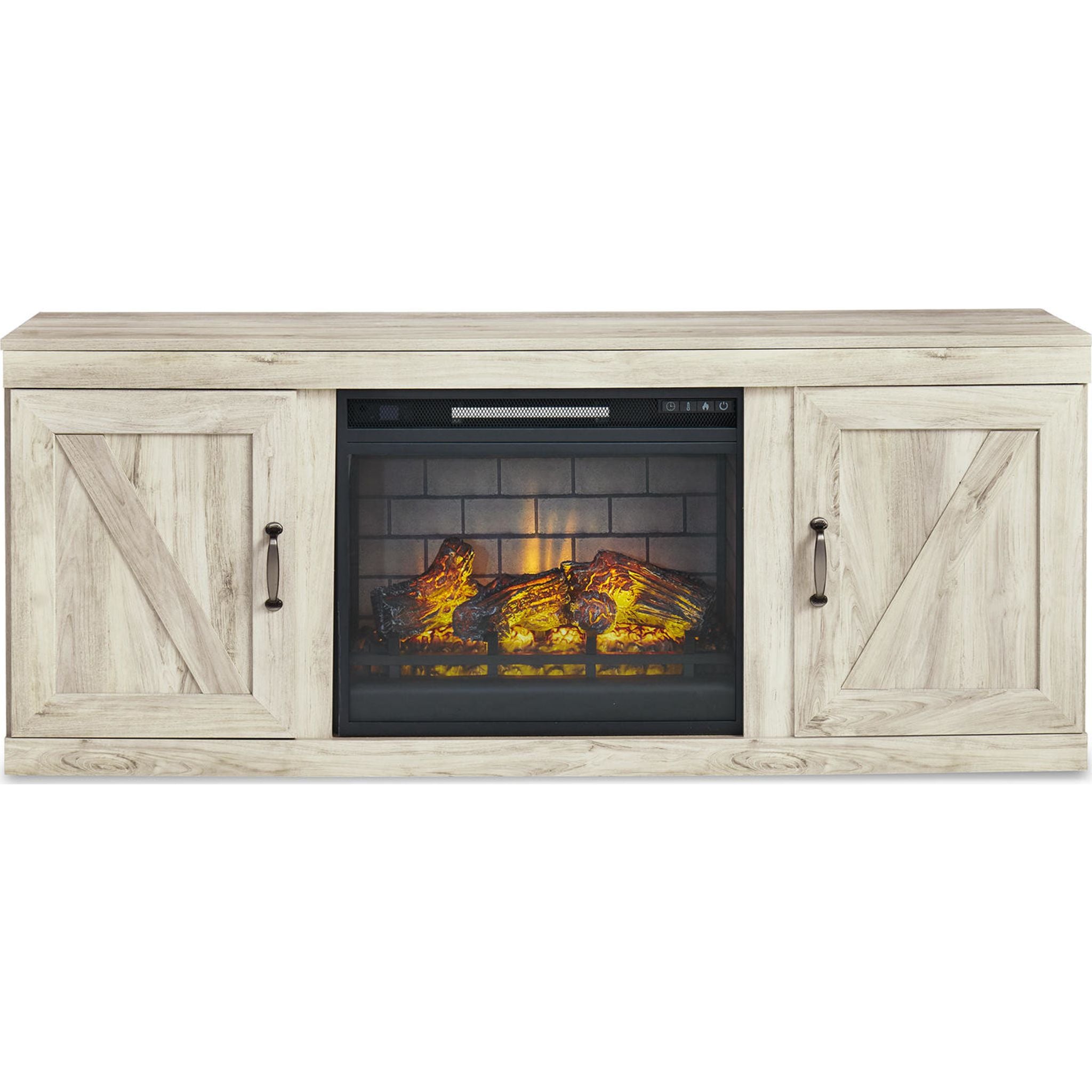 Bellaby Modern TV Stand with Electric Fireplace - 60 Inch Entertainment Center for Living Room, Bedroom & Home Theater - Rustic Wood & Metal Design with Storage Shelves & Cabinet