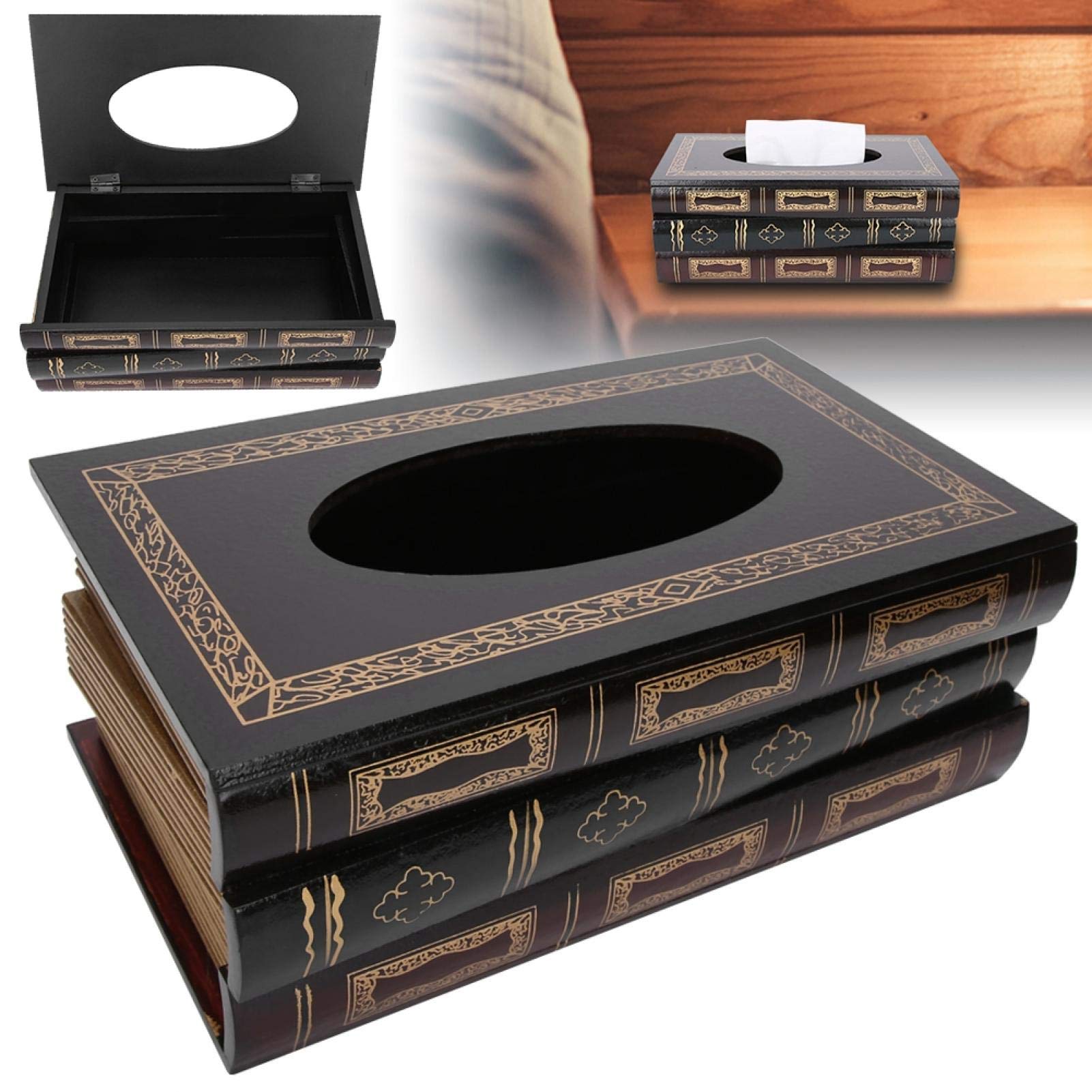 Wooden Book-Shaped Tissue Box Holder - Unique Home Decor for Living Room, Office, or Gift for Birthday, Thanksgiving - Perfect for Home, Office, and Holiday Gifting
