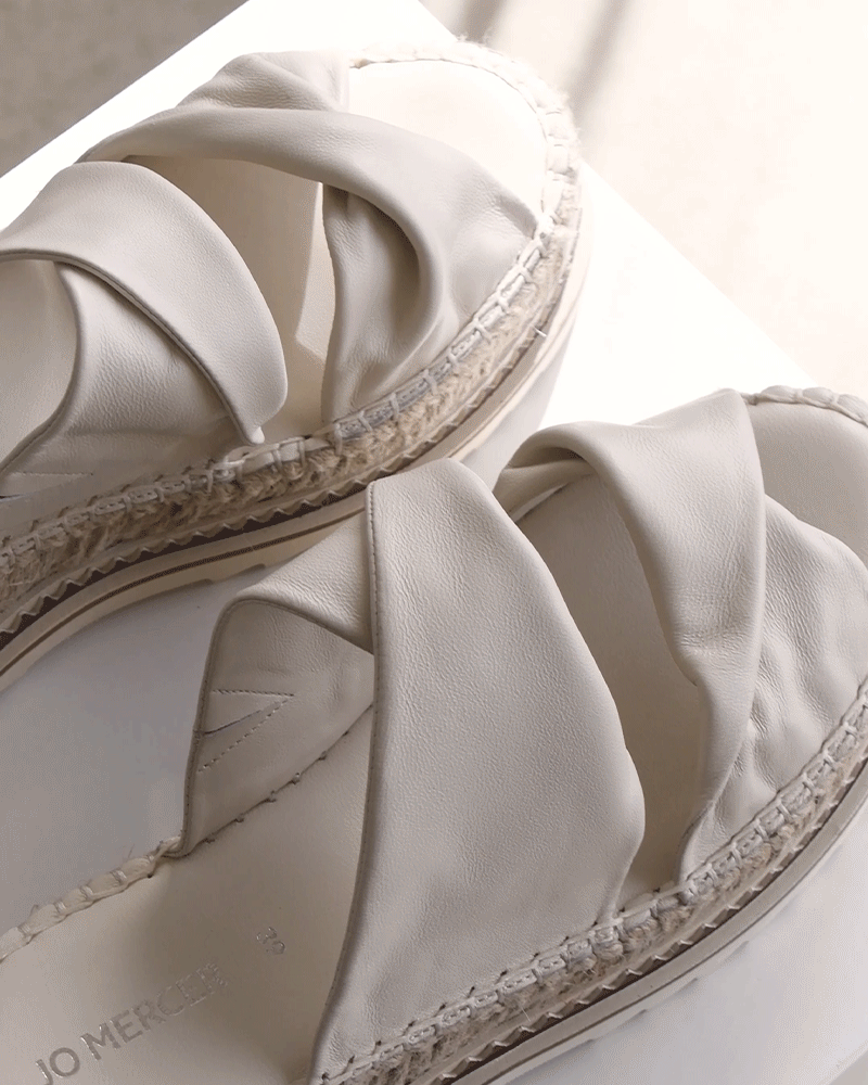 Elena Espadrille Slides - Off White Leather Comfortable Sandals for Women | Perfect for Beach, Pool, and Summer Outfits
