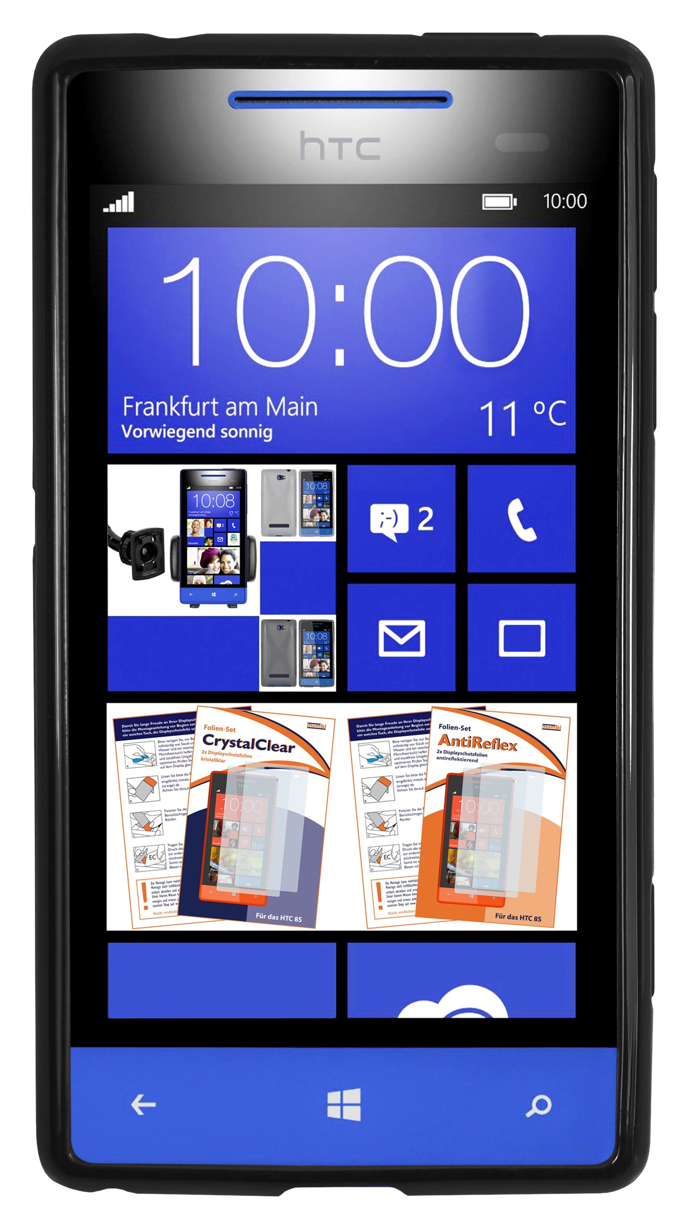 mumbi X-TPU Protective Case for HTC Windows Phone 8S - Durable Black TPU Cover for Everyday Use & Outdoor Protection