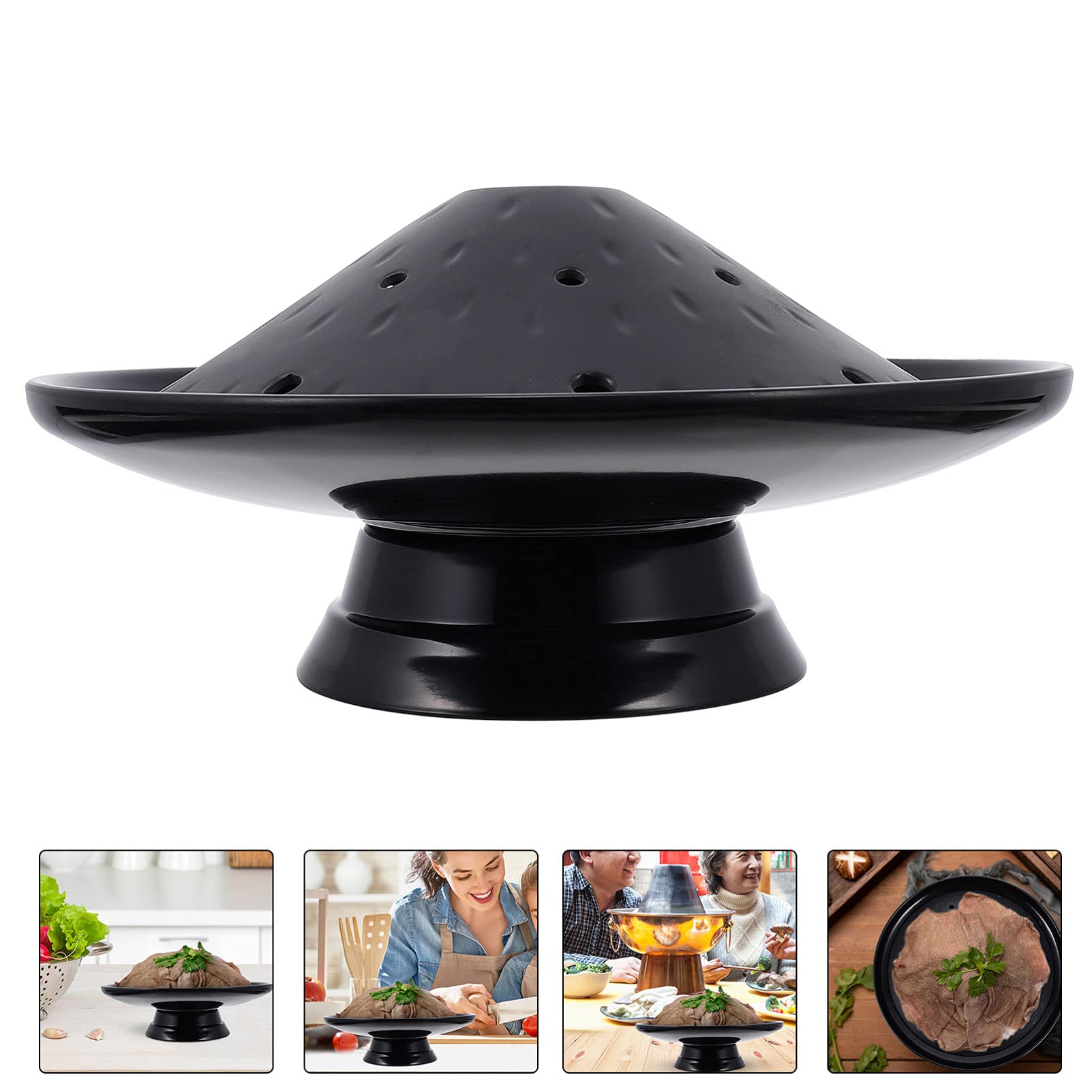 Premium Melamine Sushi Serving Tray - Japanese Style Cheese & Dessert Platter for Restaurants, Hotels & Buffets - Durable Black Sashimi Plate with Dry Ice Compatibility - Perfect for Catering, Parties & Fine Dining Presentation