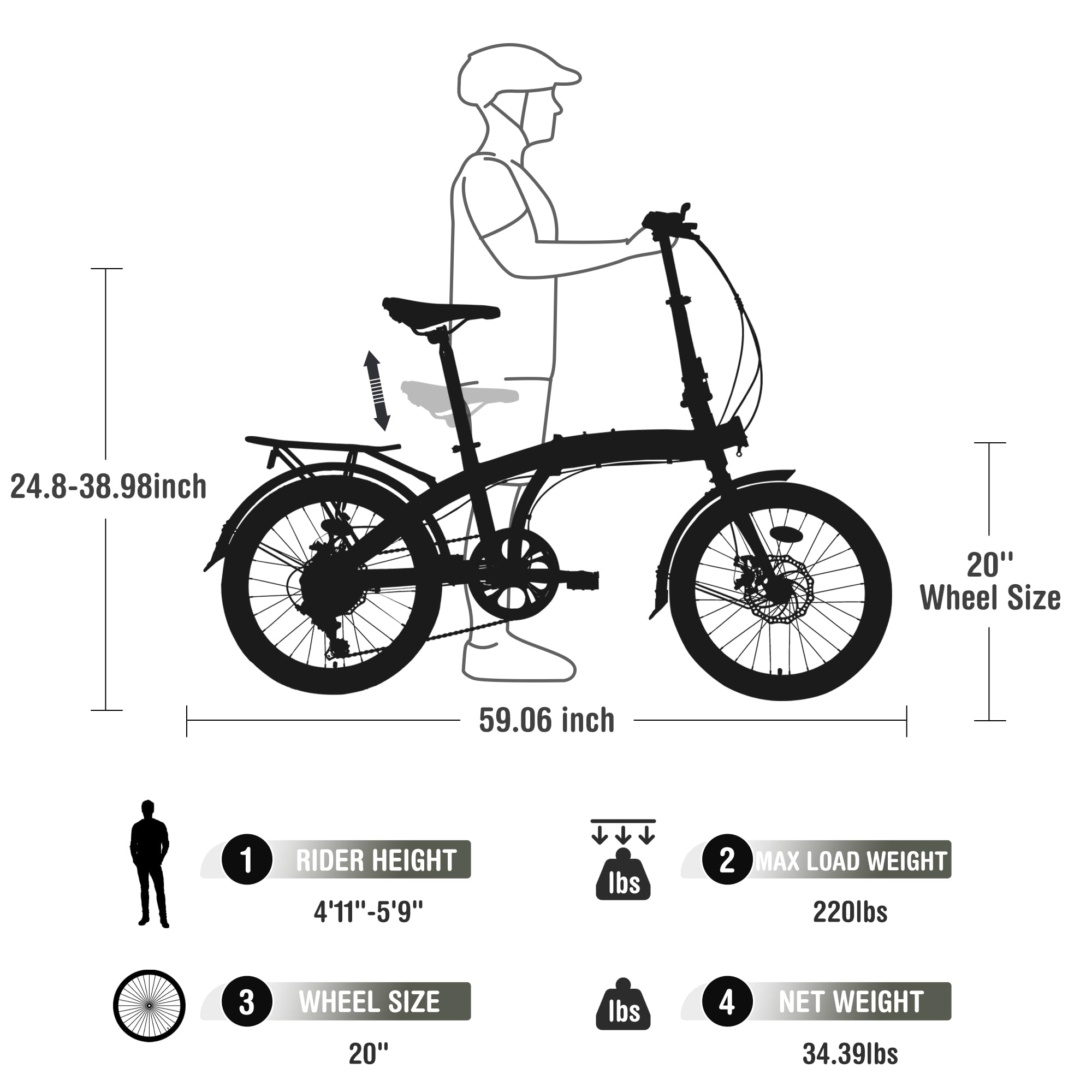 **MEGHNA 20-Inch Folding Bike with Dual Disc Brakes & 7-Speed Gears - Portable Foldable Bicycle with Rear Rack & Fenders - Ideal for Commuting, School, Travel, and Urban Riding for Men, Women & Teens**