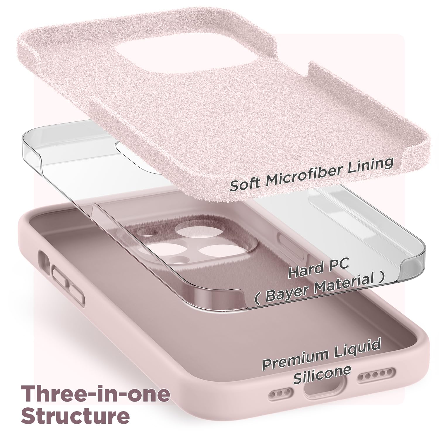Premium Liquid Silicone Phone Case for iPhone 14 Pro (6.1 inch 2022 Model) - Soft Gel Rubber Cover with Camera Protection & Microfiber Lining - Pink | Slim Protective Case for Everyday Use, Work & Travel