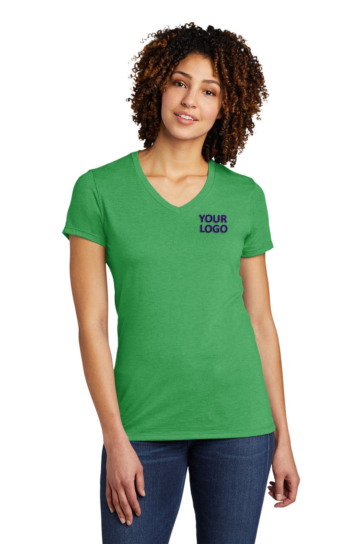 Allmade Women's Eco-Friendly Tri-Blend V-Neck T-Shirt - Soft, Sustainable & Branded in Enviro Green | Perfect for Casual Wear, Workouts & Everyday Comfort