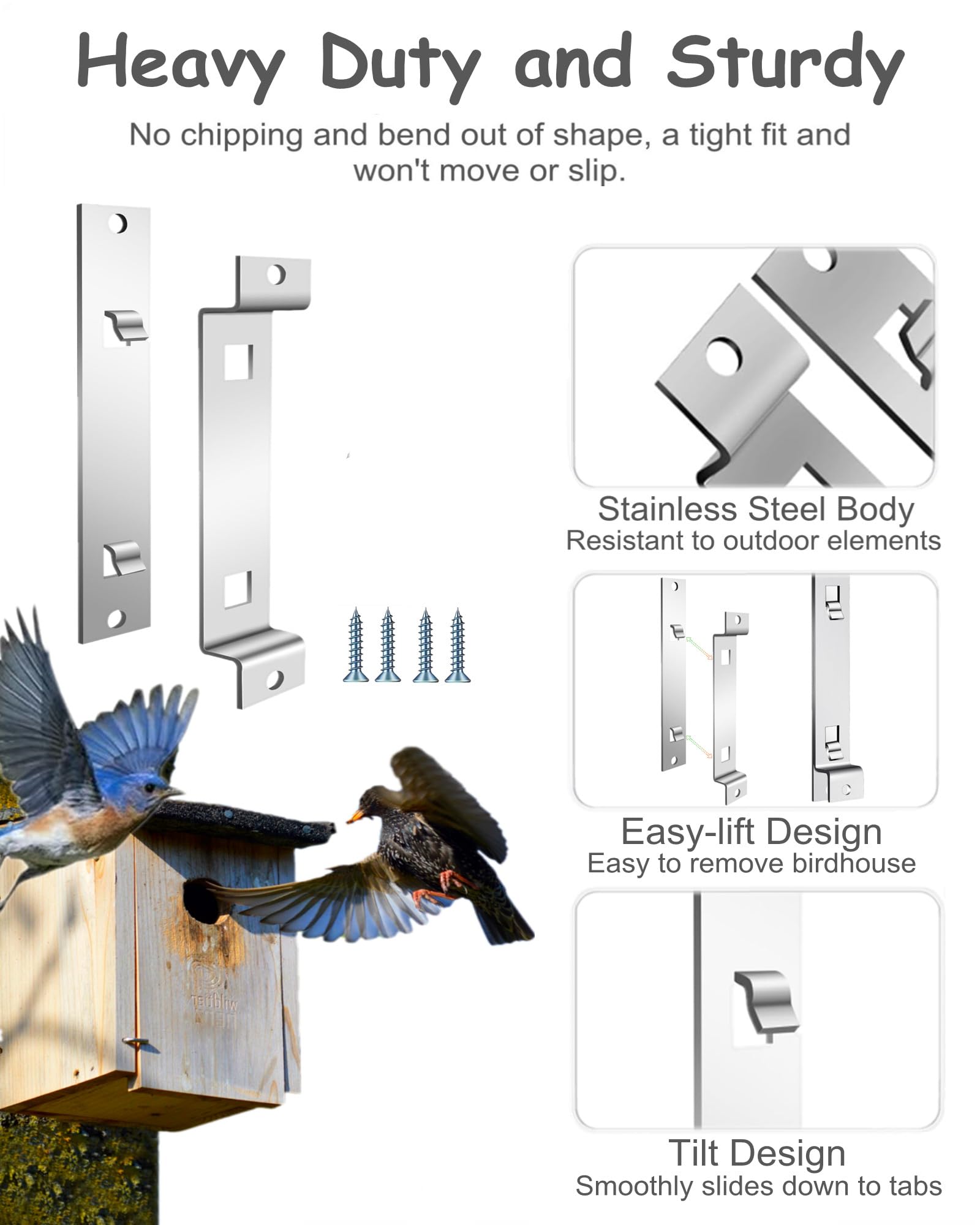 Outdoor Bird House Hanger Bracket - 2 Pack Metal Wall Mount for Owl Box, Squirrel Box & Bird Nesting Box | Quick Release Design | Durable Garden & Backyard Decoration for Bird Watching & Wildlife Habitat
