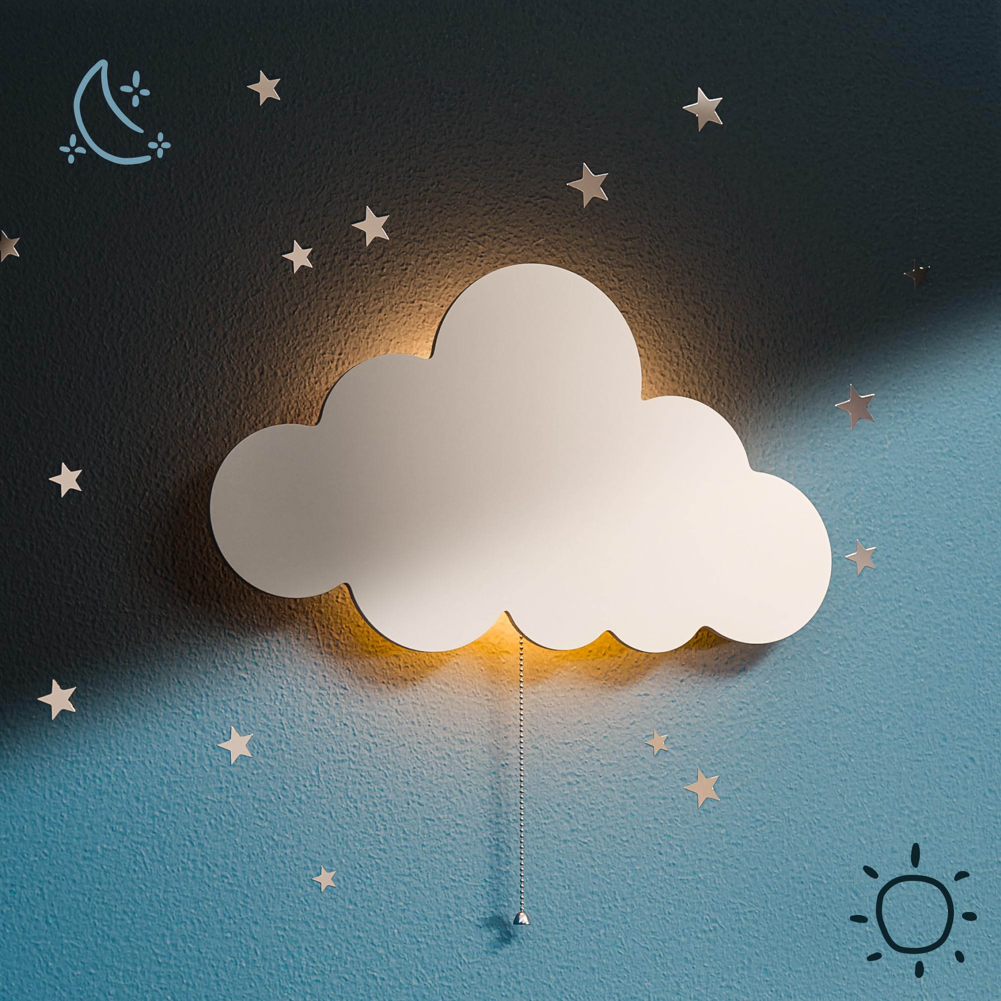 Floating Cloud Wall Lamp for Nursery - Battery Operated Hanging Cloud Night Light for Kids Bedroom & Baby Nursery | Soothing LED Cloud Light for Children's Room Decor | Perfect for Bedtime Stories and Relaxing Nighttime Ambience