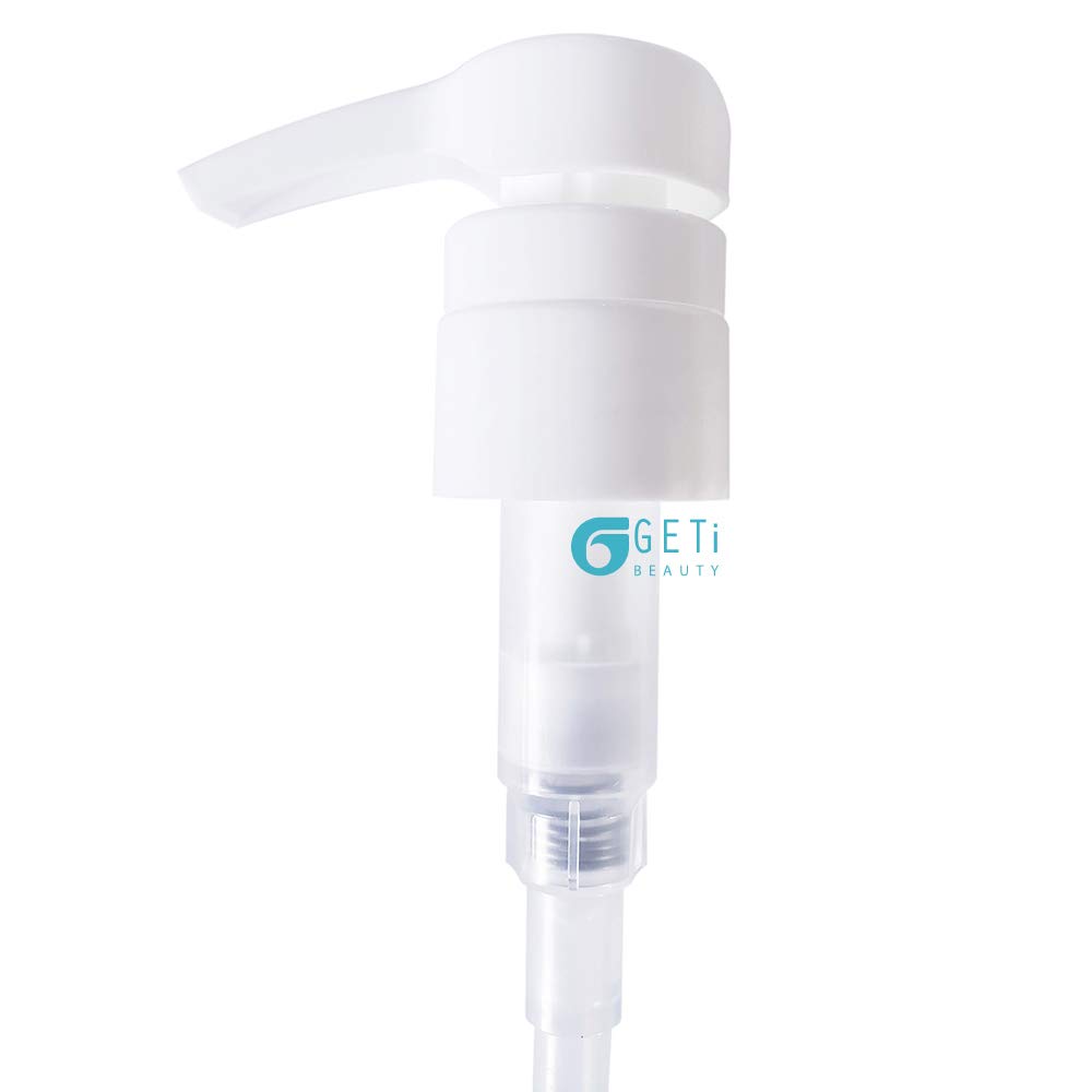 Geti Beauty Salon 12-Pack Shampoo Dispenser Pump (33.8 oz/1 Liter) - Universal Fit for Shampoo & Conditioner Bottles - Non-Slip Notch Design - 28/410 4cc - Perfect for Salons, Spas & Home Bathroom Organization