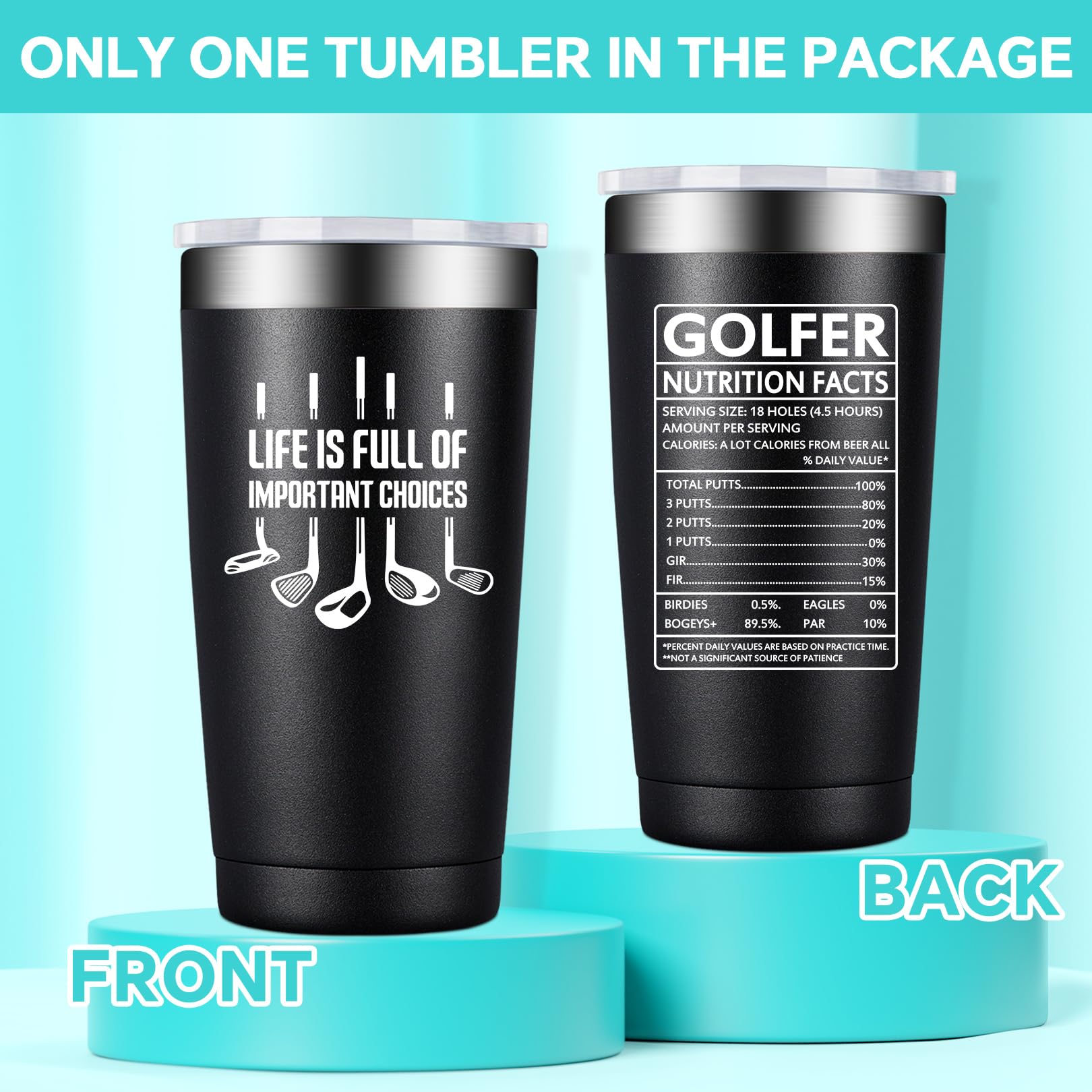 BIRGILT 20oz Insulated Golf Tumbler - Perfect Golf Gift for Men, Dad & Grandpa - Stainless Steel Travel Mug for Coffee & Cold Drinks - Great for Golf Courses, Office & Outdoor Activities