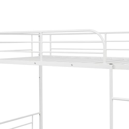 KLMM Heavy Duty Metal Bunk Bed - Twin Over Twin with Trundle, Guardrails & Ladder - Convertible to 2 Separate Beds - No Box Spring Needed - Perfect for Kids' Bedrooms, Guest Rooms & Small Spaces