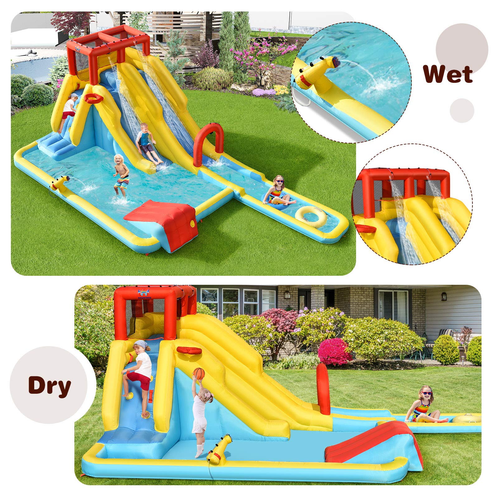 **BOUNTECH 20.5x11FT Inflatable Water Slide for Kids & Adults - Dual Racing Slides, Splash Pool, 680W Blower - Backyard Outdoor Party Fun, Summer Gifts for Big Kids & Family Gatherings**