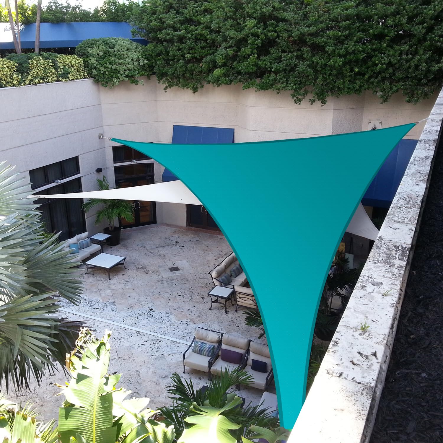 23' x 23' x 23' Turquoise Triangle Sun Shade Sail - 95% UV Block Waterproof Shade Cloth for Patio, Garden, Backyard & Deck - Perfect for Outdoor Relaxation, BBQ Parties & Sun Protection