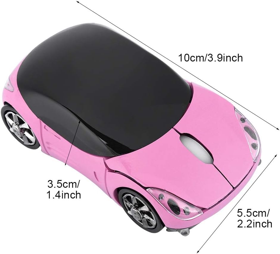 2.4G Wireless Mouse - 3D Car Shaped Optical Mouse with USB Receiver for PC, Laptop, Mac (Pink) - Perfect for Gaming, Office Work, and Travel Use