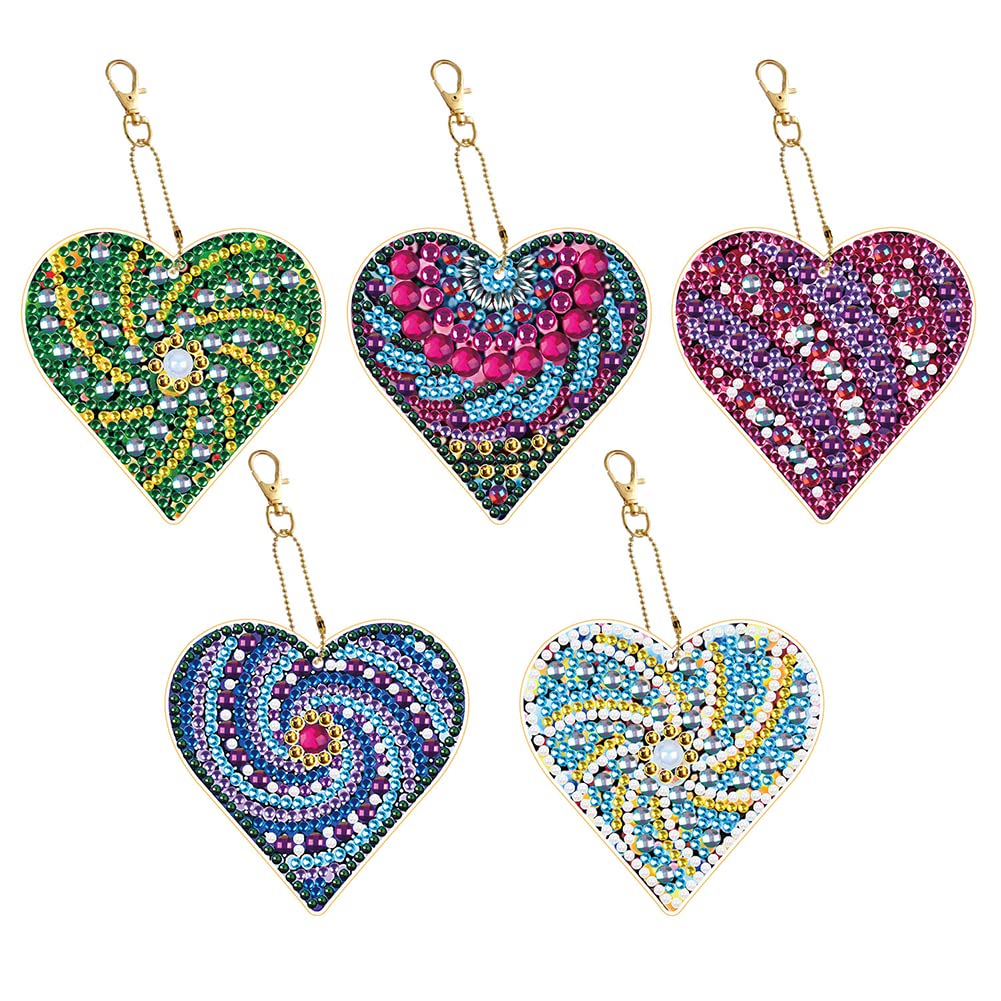 5PCS 5D Diamond Painting Keychains Kit - Double Sided DIY Diamond Art for Beginners, Kids & Adults - Full Round Drill Diamond Pendant for Phone, Bag, Backpack, Luggage Tag & Craft Party Supplies - Gift for Children, Girls & Boys