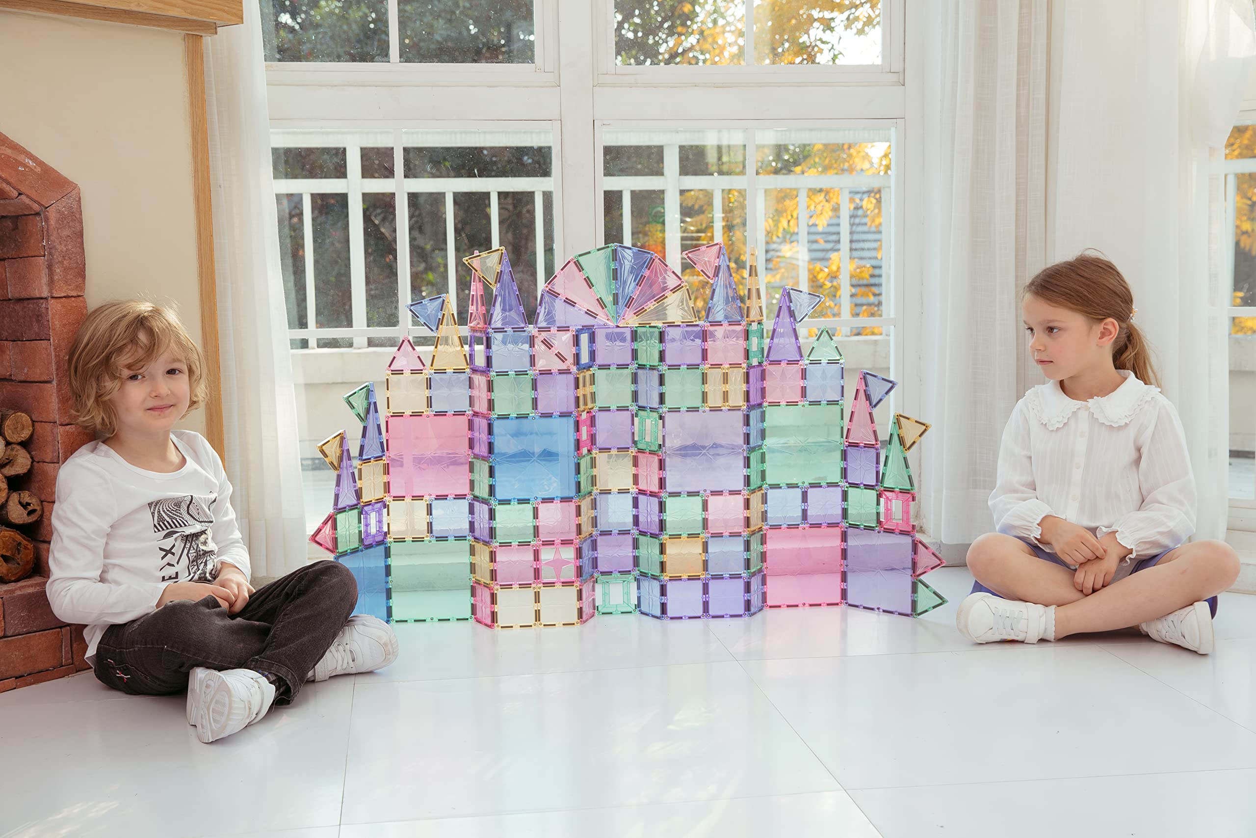 Premium Magnetic Tiles Building Set - 100+ STEM Authenticated Magnetic Blocks for Kids Ages 3-10 | Educational Construction Toys for Boys & Girls | Perfect for Classroom, Home Play & Creative Learning Activities