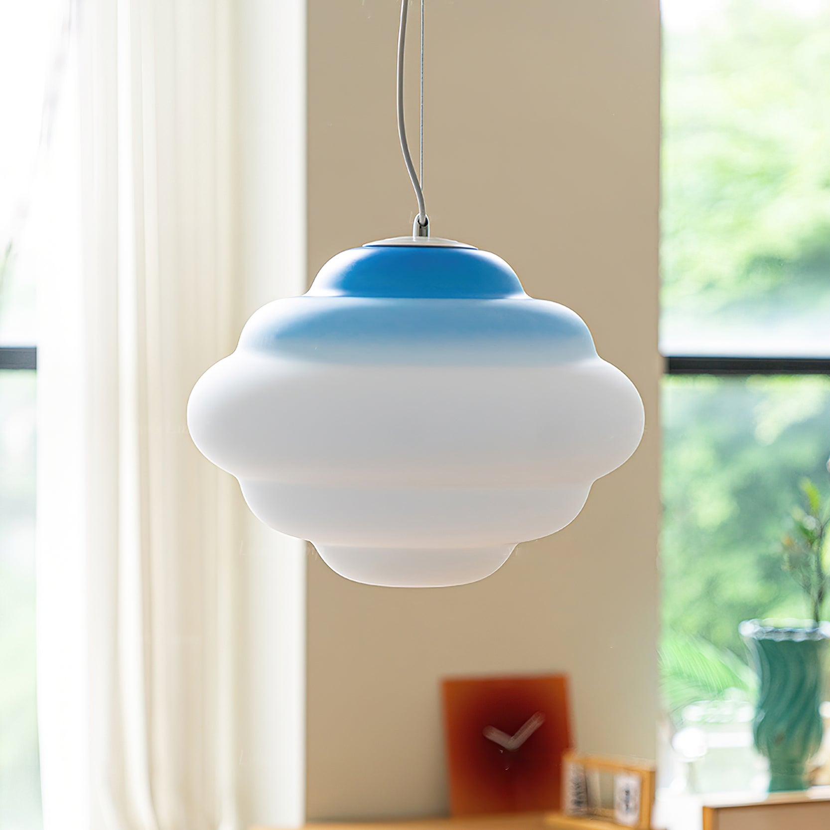 Modern Gradient Cloudy Glass Pendant Light - Stylish Ceiling Lamp for Living Room, Bedroom, or Dining Area - Perfect for Home Decor and Ambient Lighting