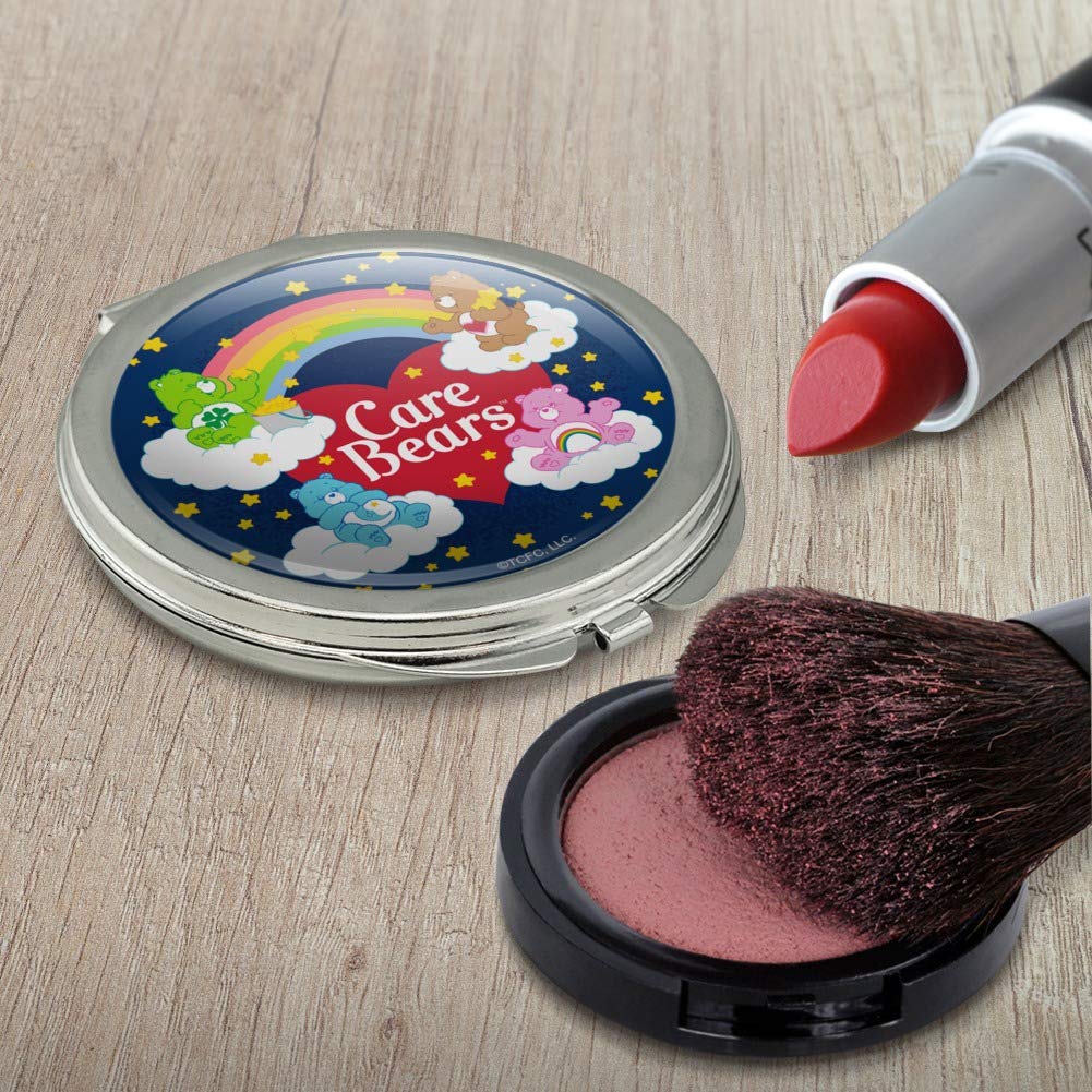 Care Bears Classic Logo Compact Travel Purse - Cute Handbag with Mirror for Makeup & Essentials | Perfect for Girls Travel, School, and Daily Use