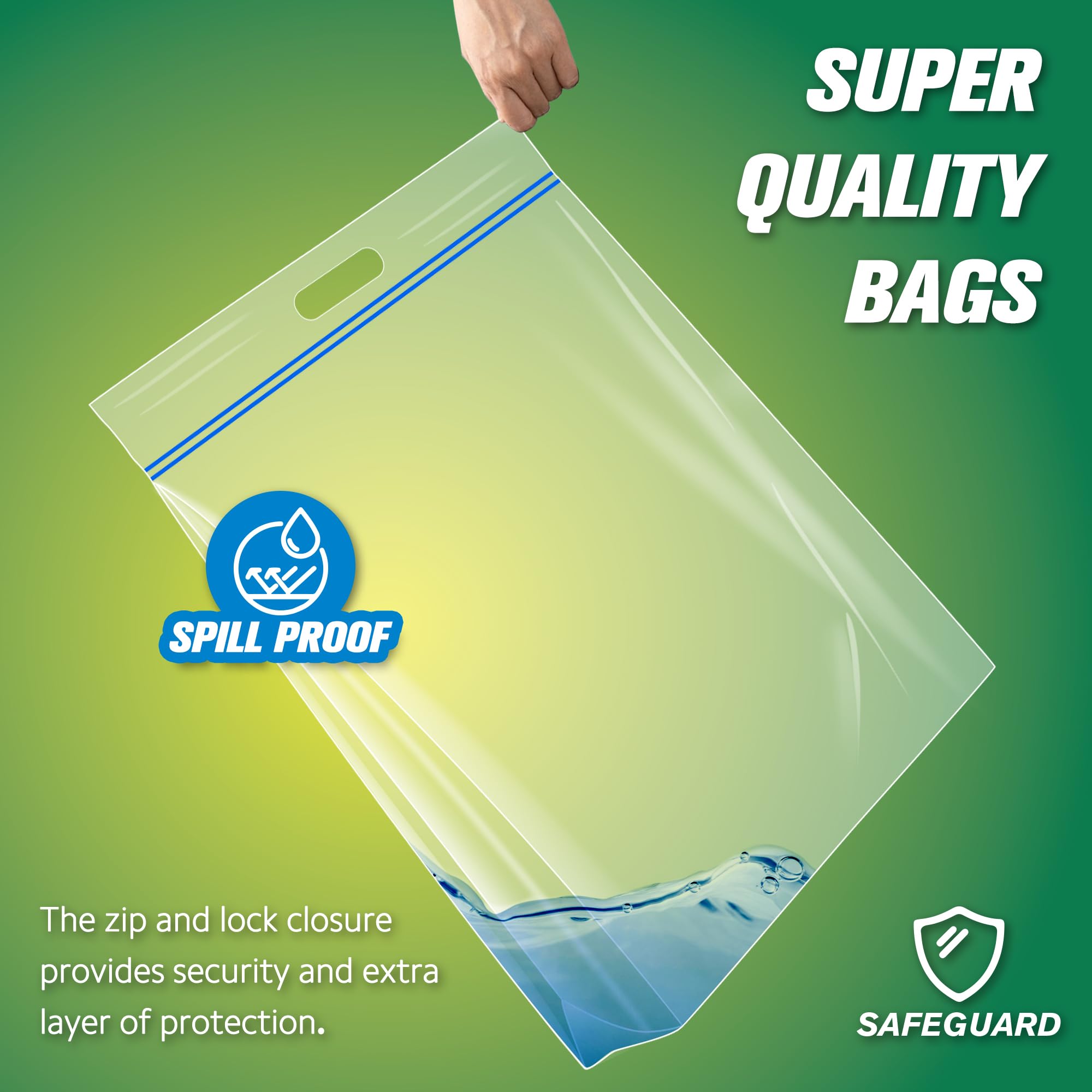 HIBAG 25 Gallon Jumbo Storage Bags - 35” x 24” Extra Large Heavy Duty Clear Resealable Bags with Handles (Pack of 3) | Perfect for Clothes, Pillows, Travel, Moving & Home Organization