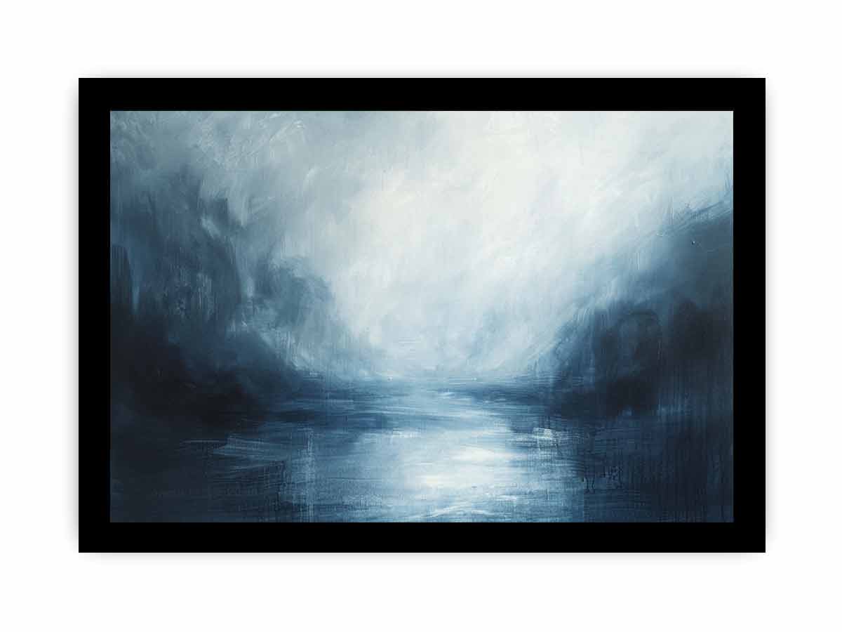 Abstract Blue River Wall Art - Modern Canvas Painting for Home & Office Decor - Perfect for Living Room, Bedroom, or Workspace