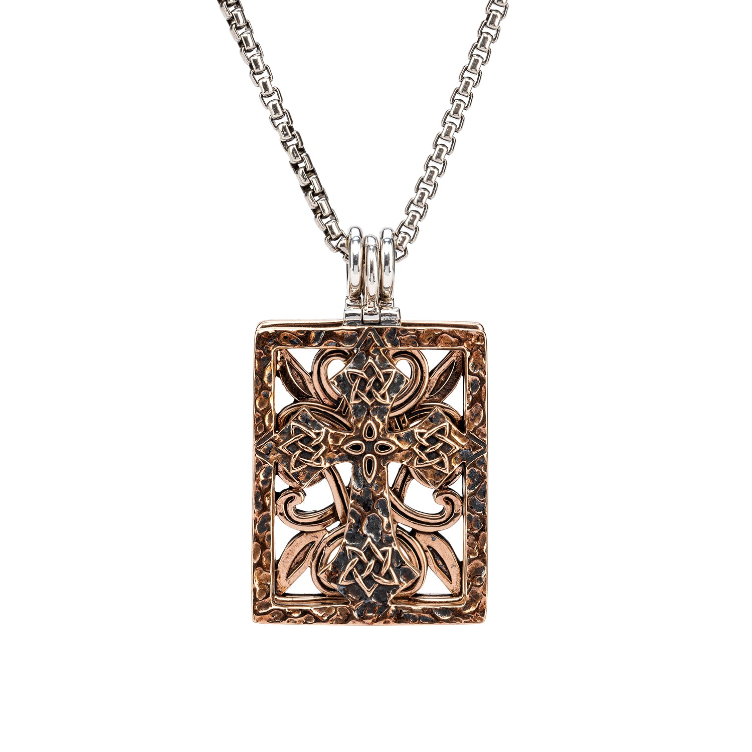 Silver and Bronze Eclipse Cross 10-Way Pendant Necklace - Elegant Religious Jewelry for Women - Perfect for Church, Weddings & Everyday Wear