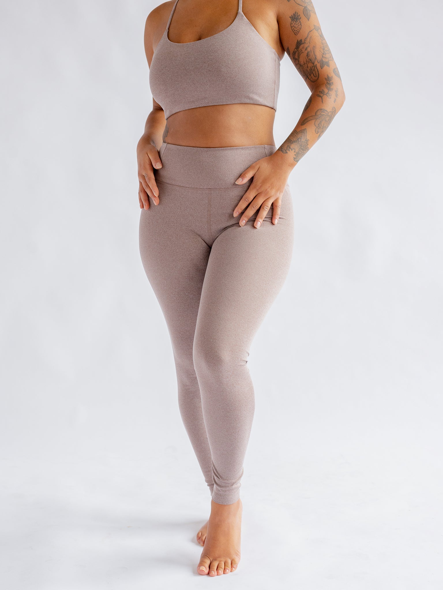 Girlfriend Collective Float High Rise Leggings - Women's Yoga Pants for Workout & Running | Soft & Breathable Heather Cocoon Color | Perfect for Gym, Pilates & Lounge Wear