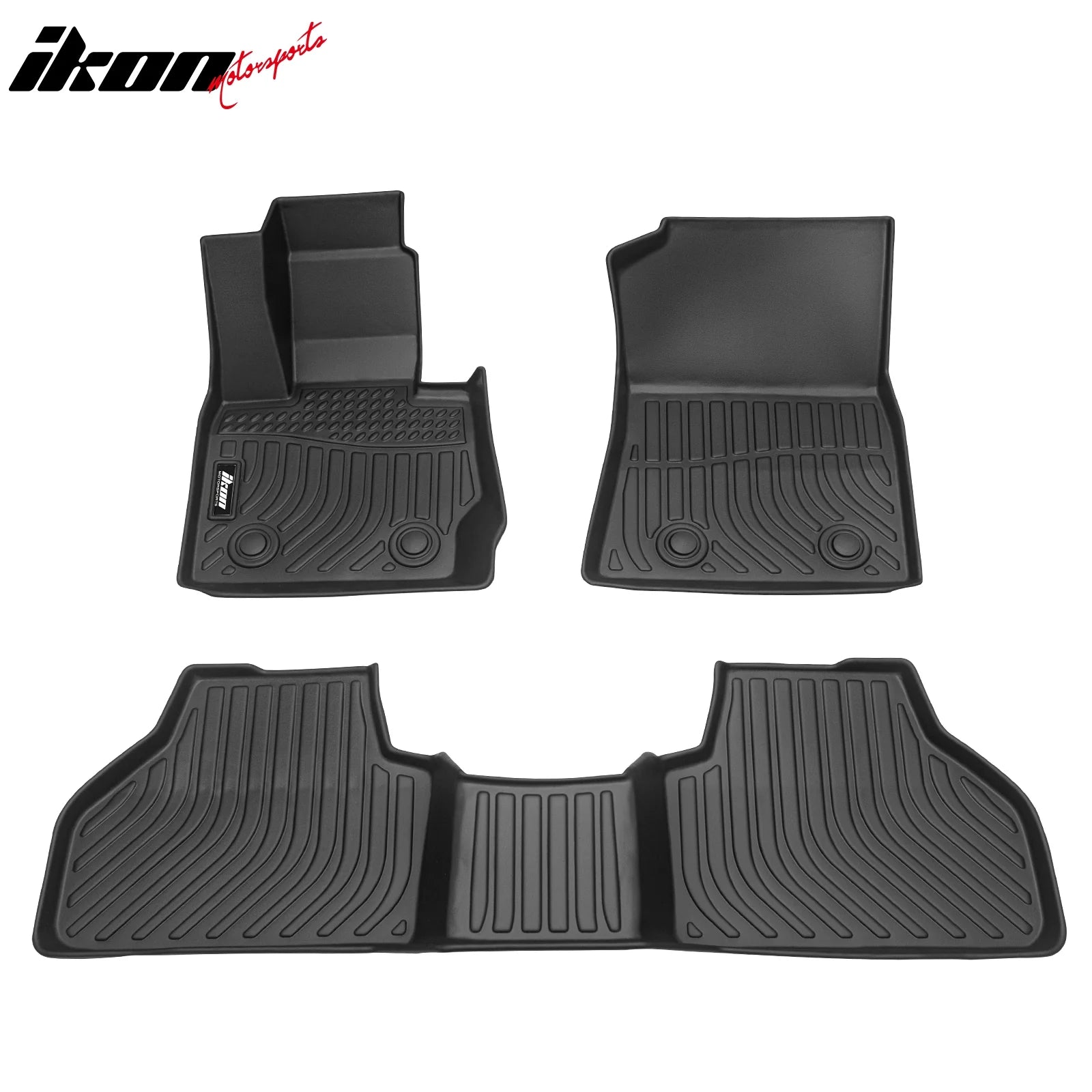 IKON 3D Molded All-Weather Floor Mats for 2011-2017 BMW X3 F25 & 2015-2018 X4 F26 - TPE Thermo Plastic Elastomer Front & Rear Seat Protection (3-Piece Set, Black) - Perfect for Daily Commutes, Road Trips & Winter Weather Protection