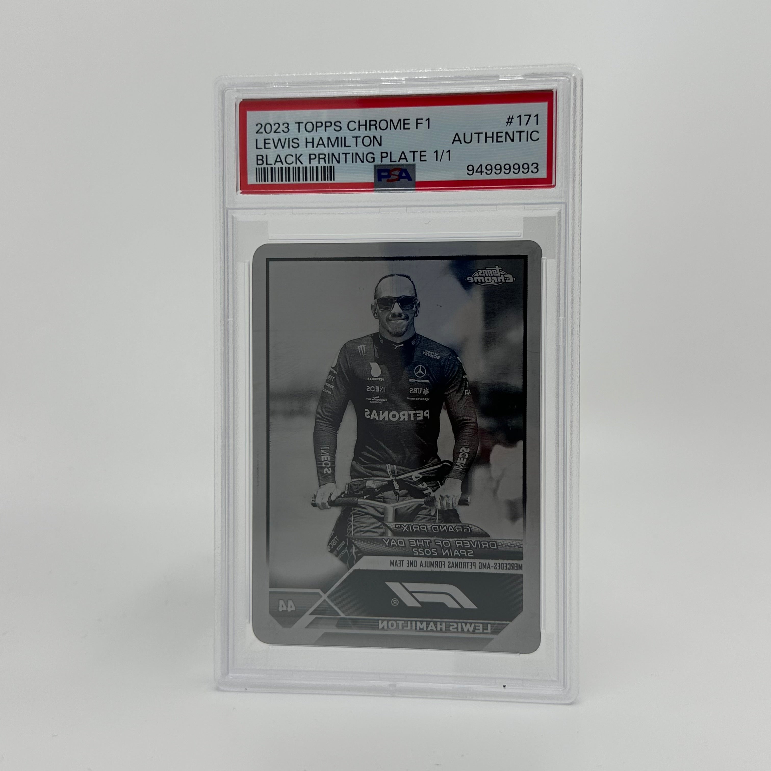 2023 Topps Chrome Lewis Hamilton #171 Black Printing Plate - Limited Edition Collectible for F1 Fans & Sports Memorabilia Enthusiasts