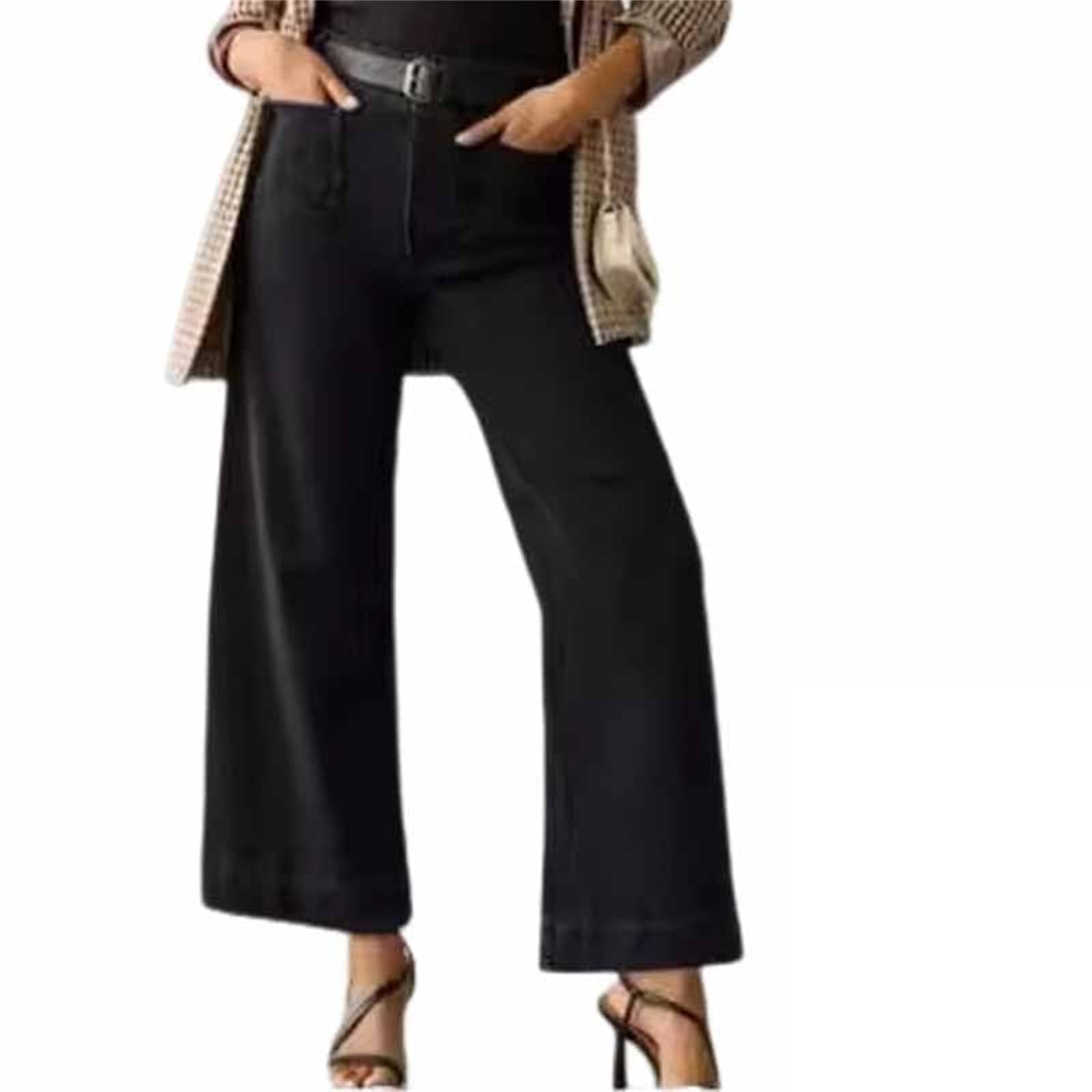 Oprah's Favorite Tummy Control Cropped Wide Leg Jeans - High Waisted Stretch Denim Pants for Women - Perfect for Work, Casual Outings & Travel