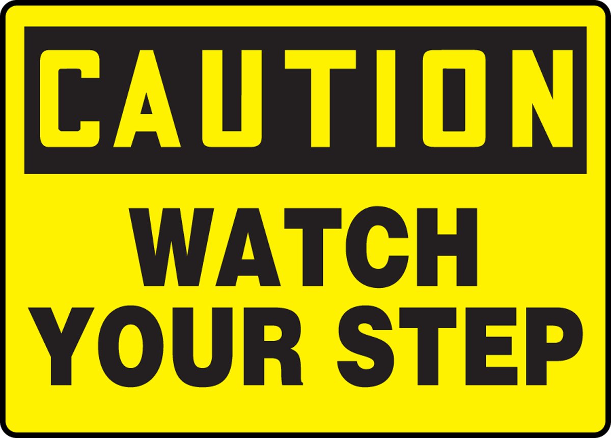防滑警示贴纸 CAUTION WATCH YOUR STEP 安全标识 楼梯台阶防滑贴 浴室厨房仓库地面警示标志