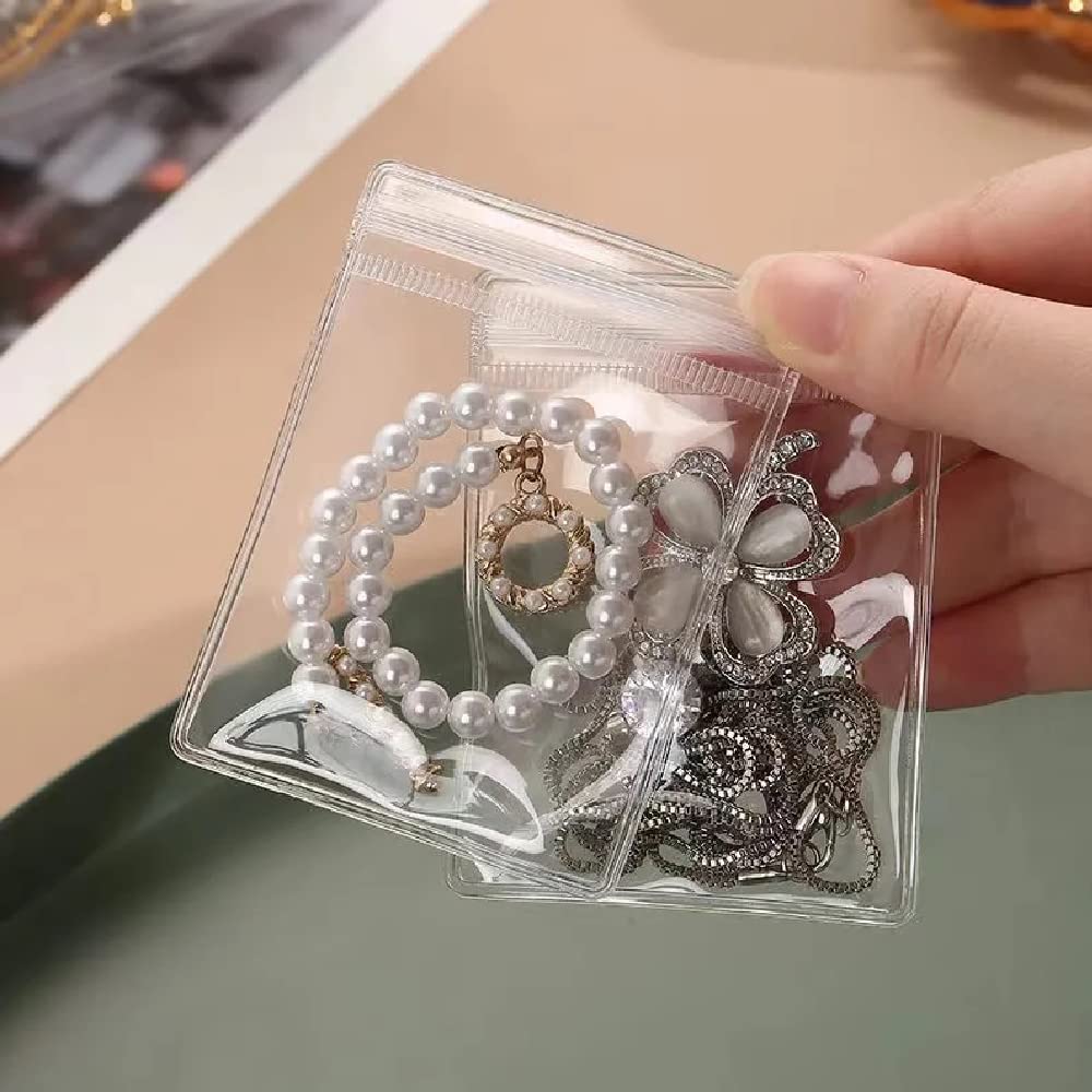 WEDDINGHELPER 150-Pack Clear Plastic Jewelry Bags with Self-Sealing Zipper - Small PVC Transparent Ziplock Pouches for Storing Rings, Bracelets, Earrings - Perfect for Wedding Favors, Jewelry Organizers & Craft Storage